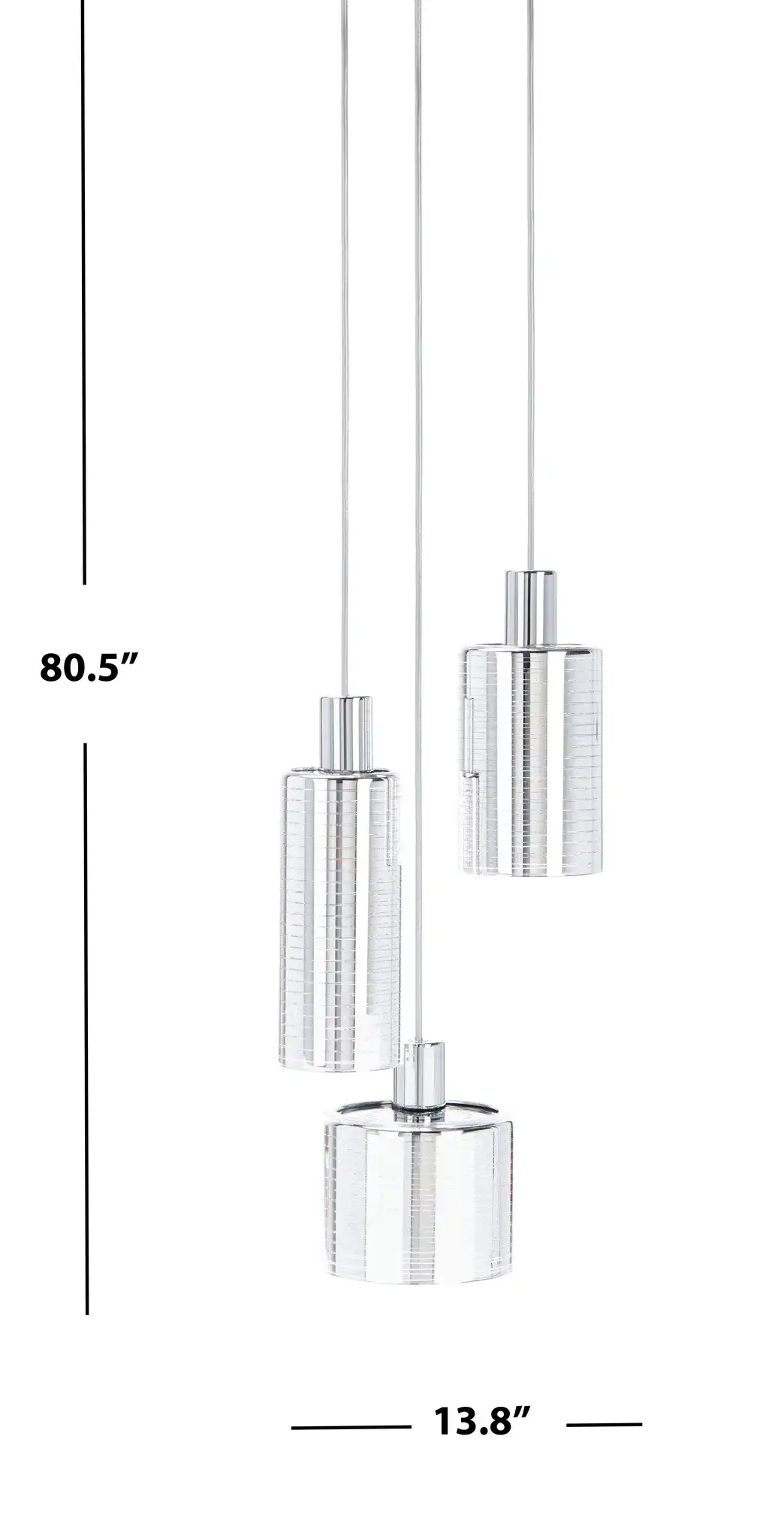 Ranlon Three-Light Pendant in Gray / Light Gray, detail view