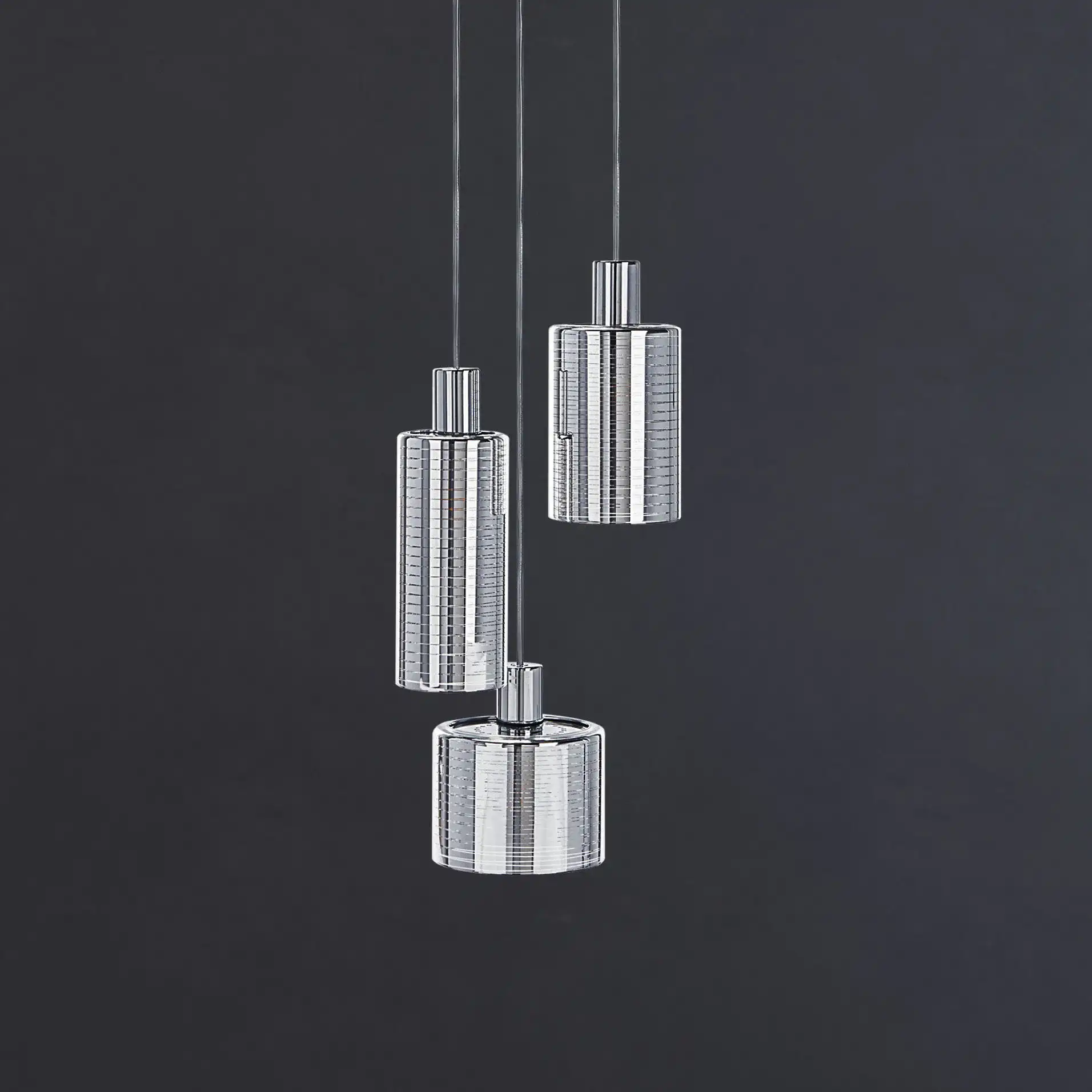Ranlon Three-Light Pendant in Gray / Light Gray, detail view