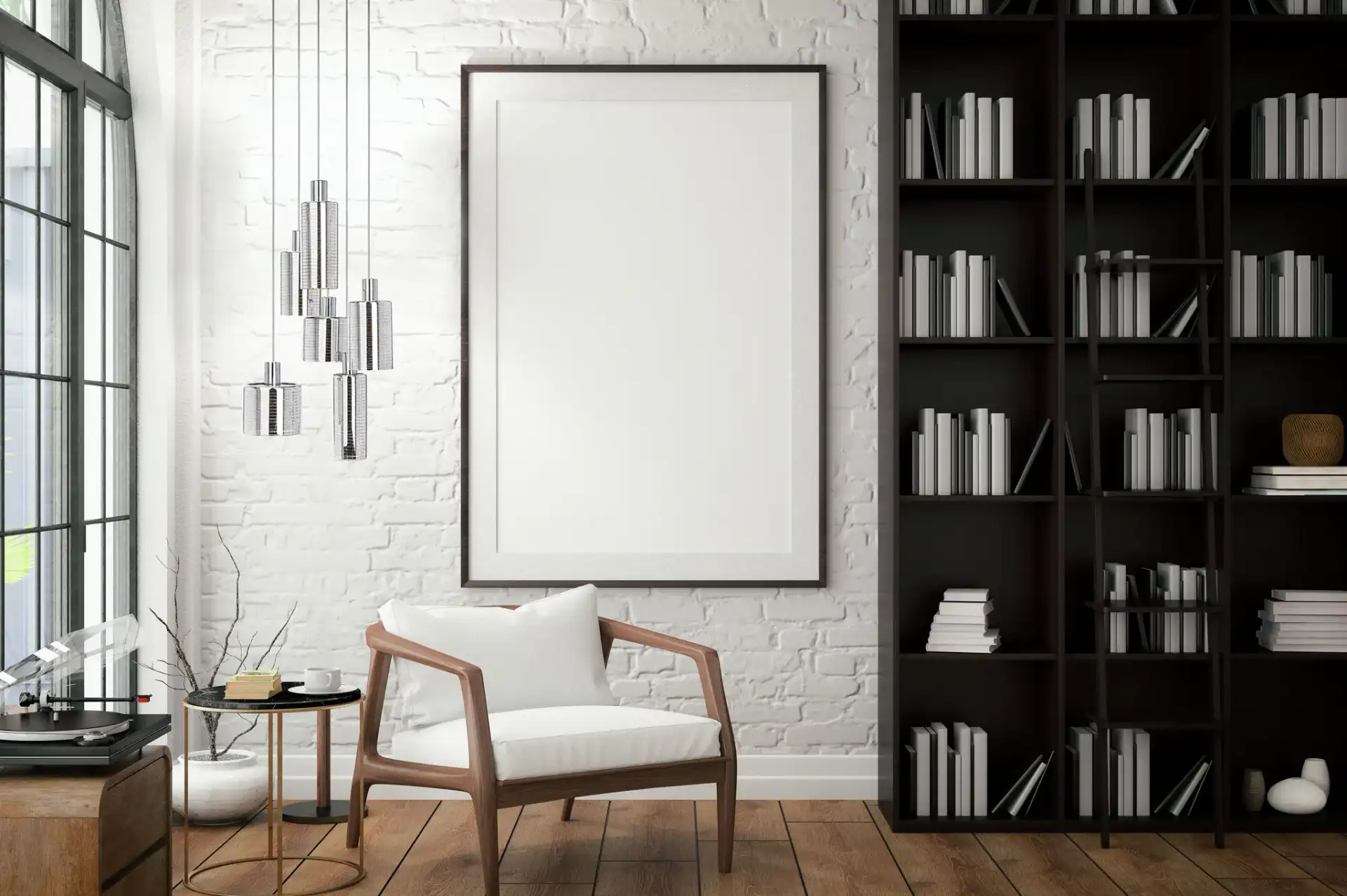 Narin Six-Light Pendant in Black in a styled room