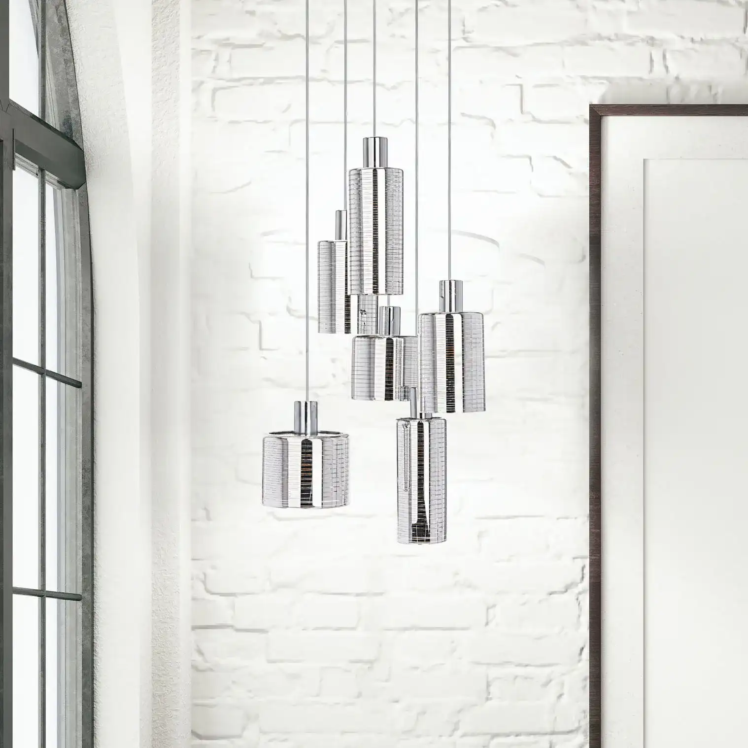 Narin Six-Light Pendant in Black, detail view