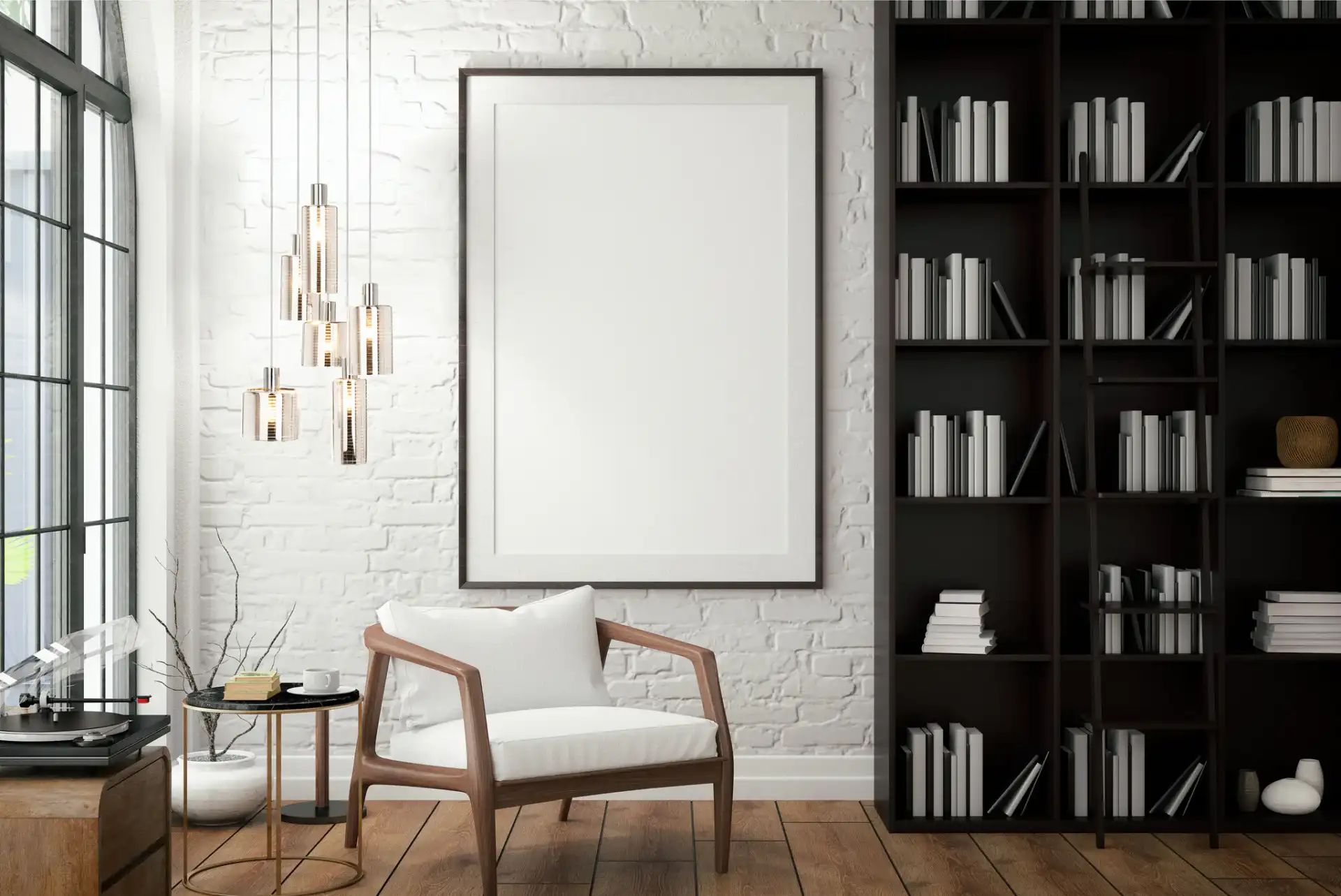 Narin Six-Light Pendant in Black in a styled room