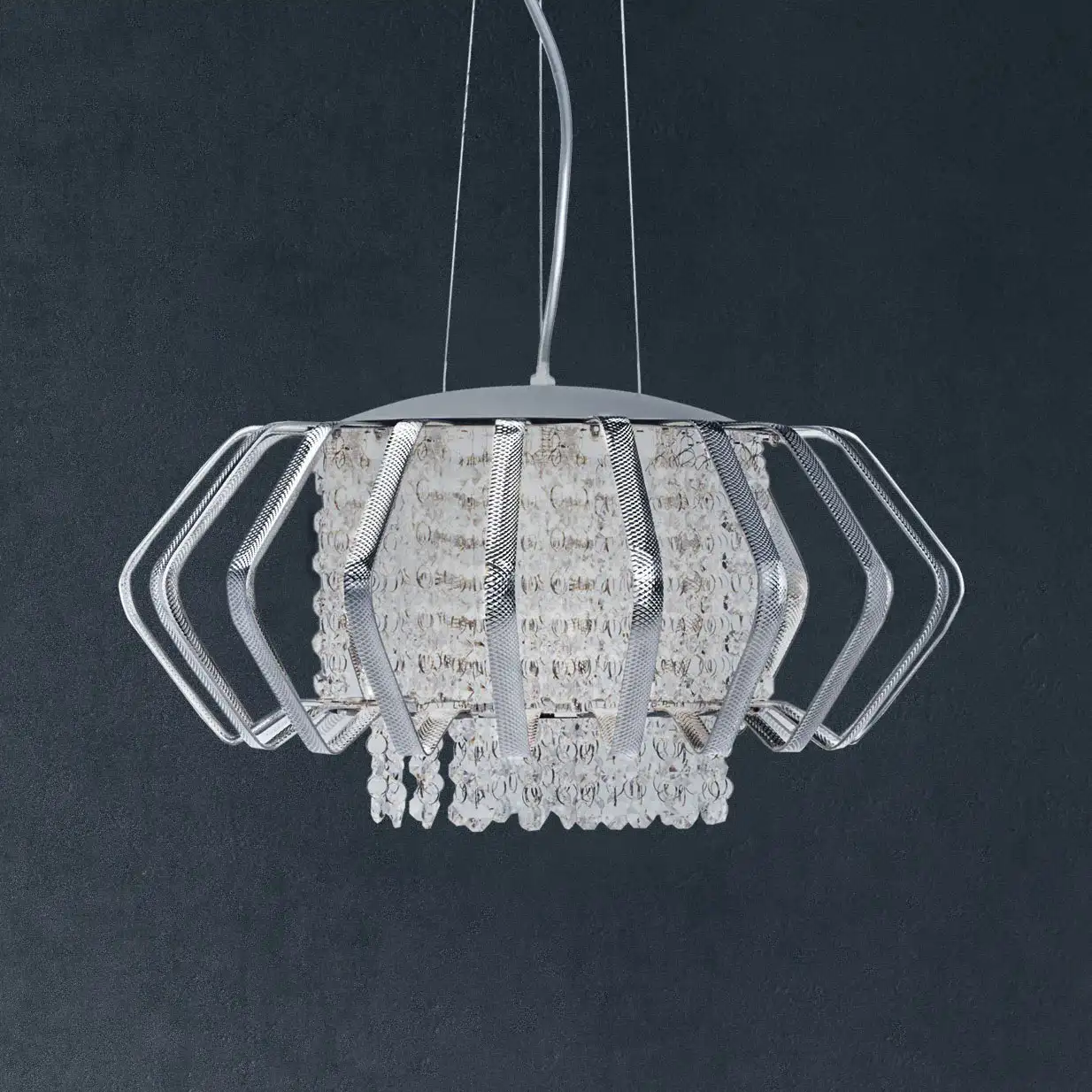 Fania Five-Light Pendant in Blue Crackle, detail view