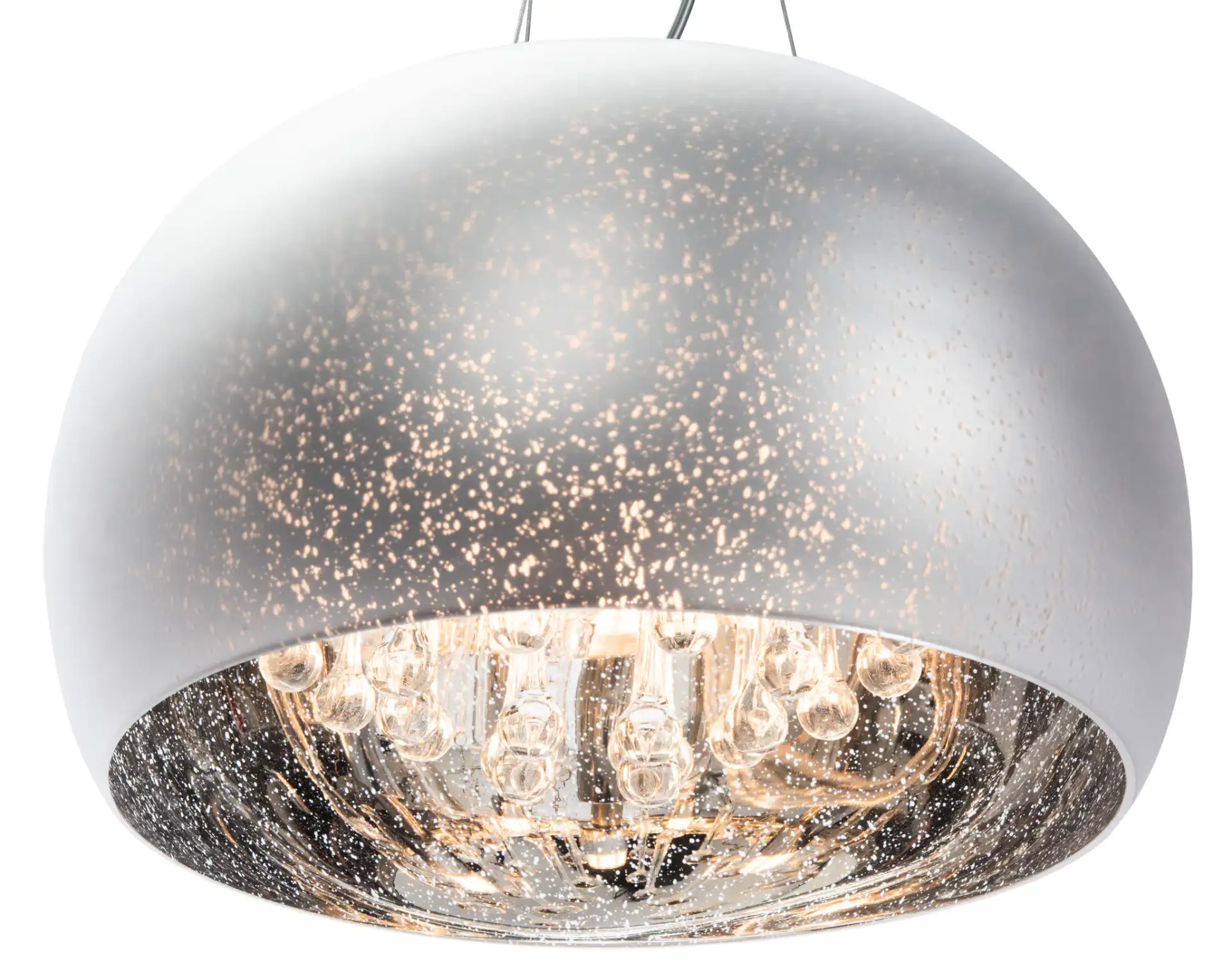 Bakari Five-Light Pendant in Chrome in a styled room
