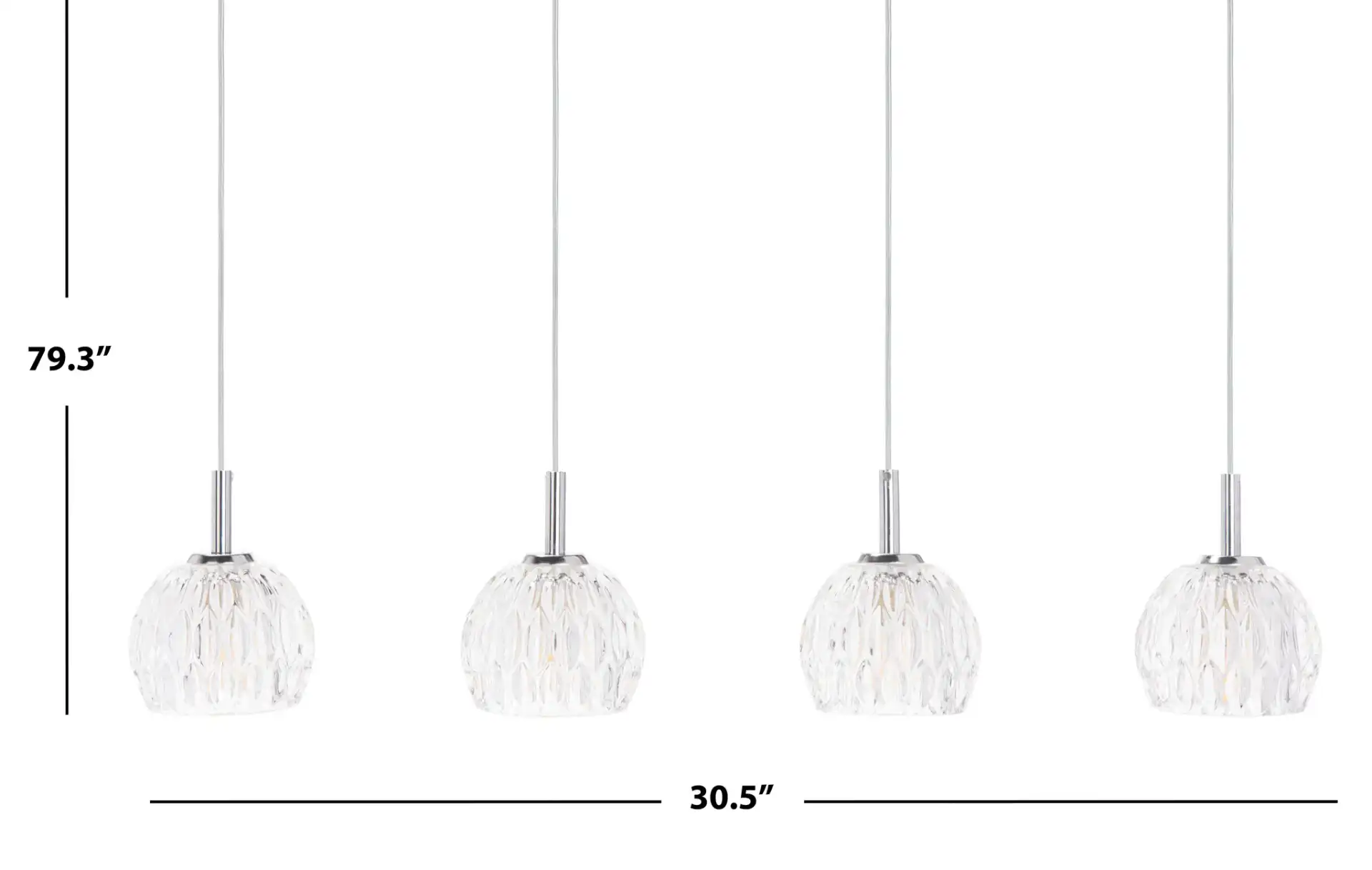 Lanson Four-Light Pendant in Antique White, detail view