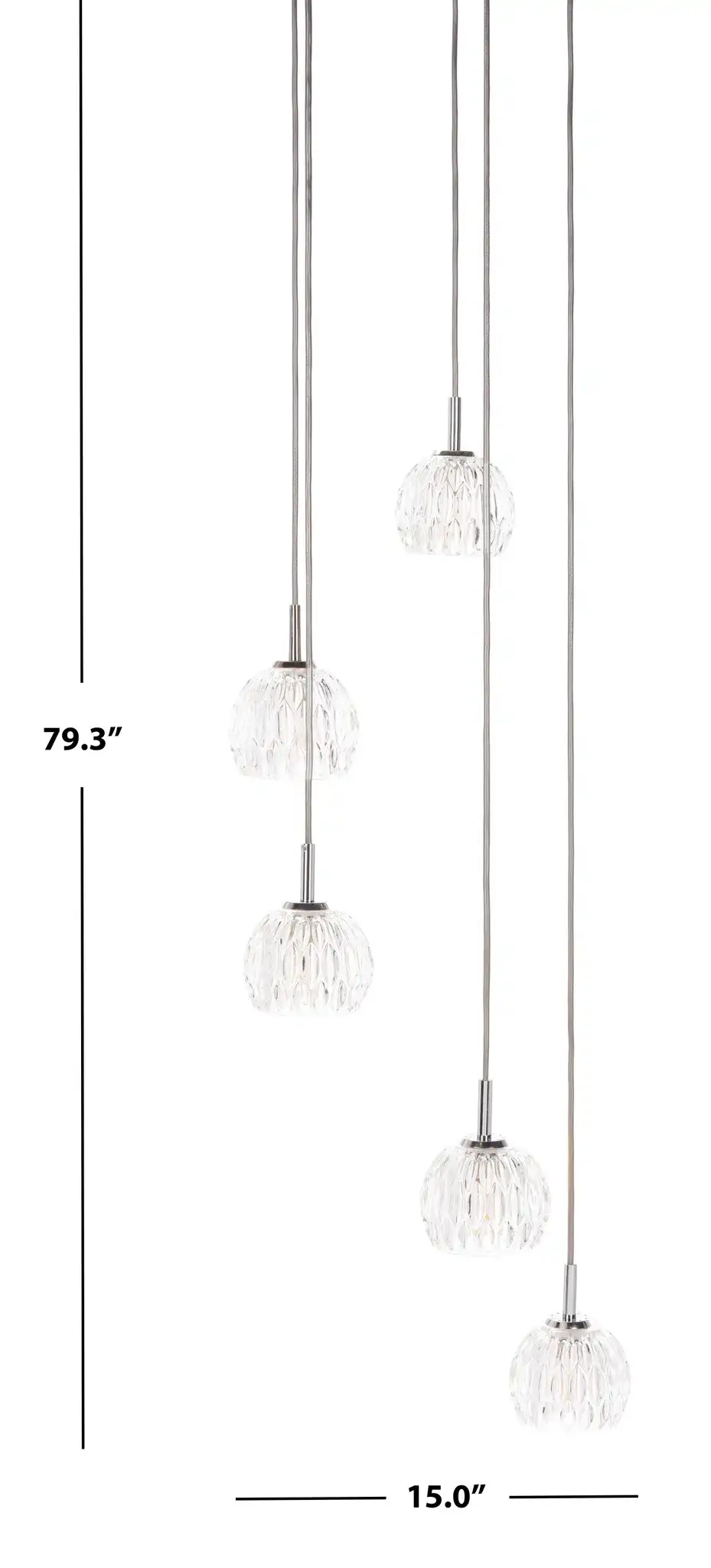 Daine Five-Light Pendant in Chrome, detail view