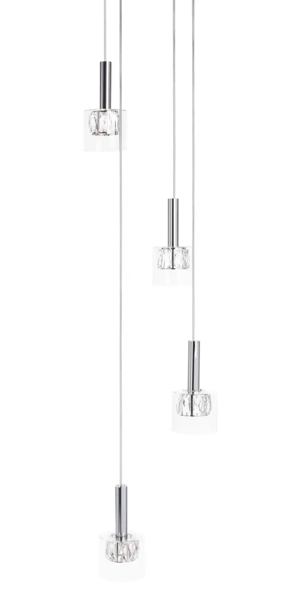 Eban Four-Light Pendant in Silver / Glass