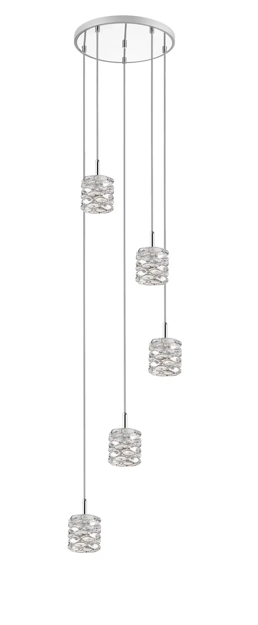 Hadden Five-Light Pendant in Silver / Glass