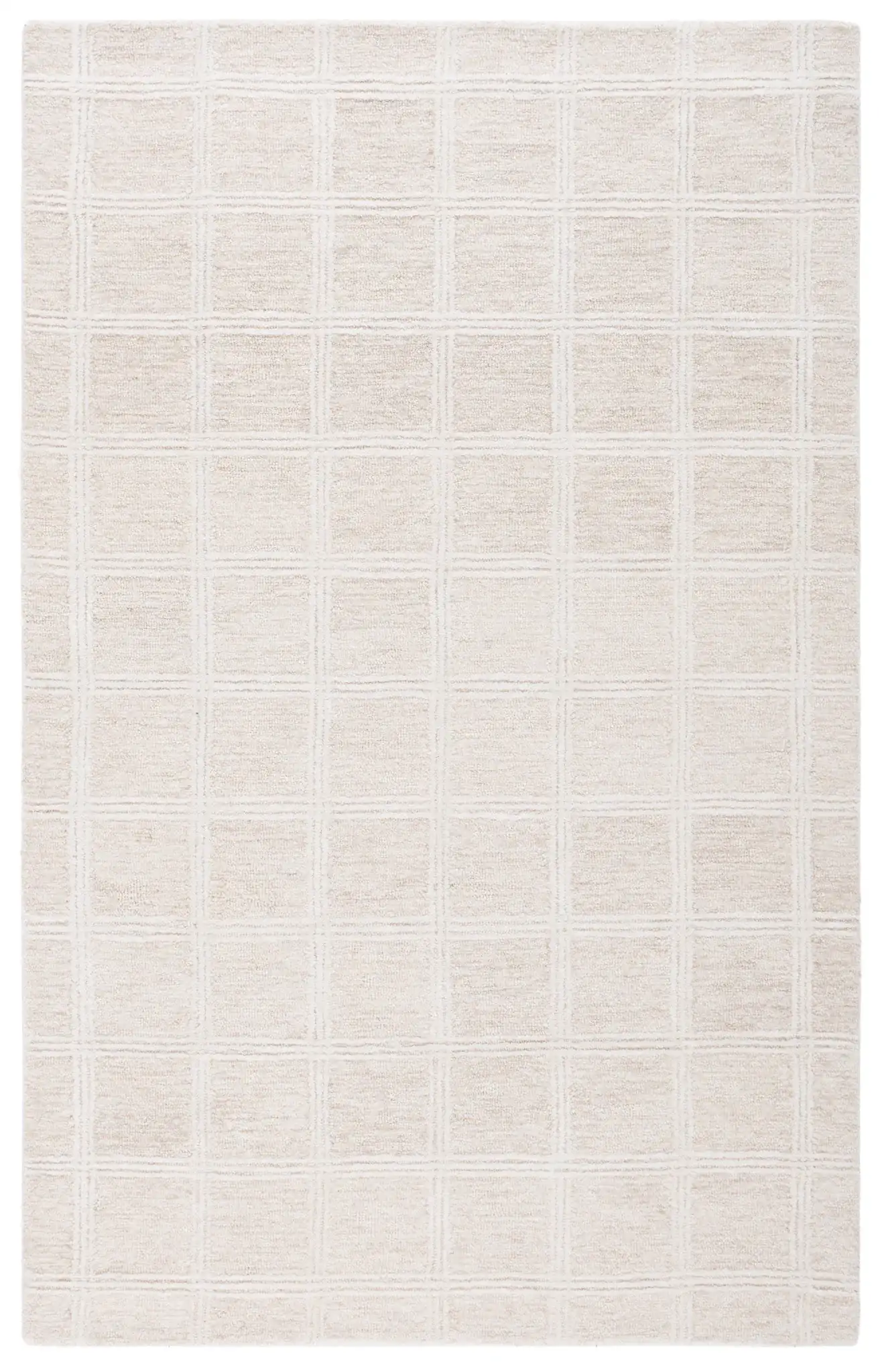 Pine Grid Hand-Tufted Wool Rug in Beige / Ivory