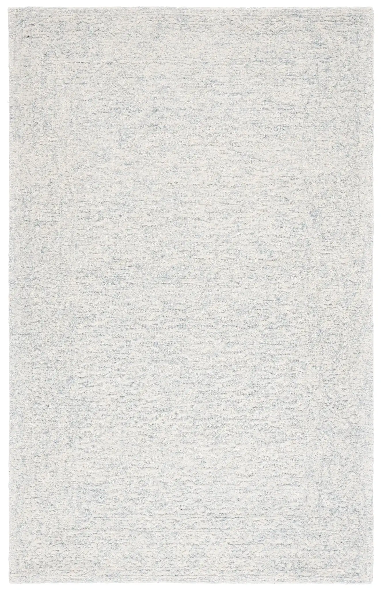 Pine Bordered Hand-Tufted Wool Rug in Light Blue / Ivory