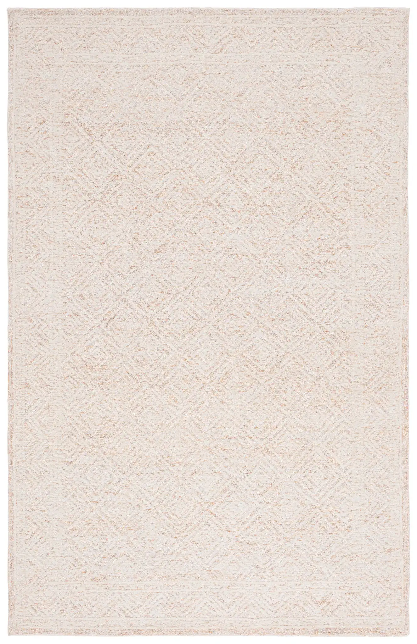 Pine Nested Diamond Hand-Tufted Wool Rug in Ivory / Orange