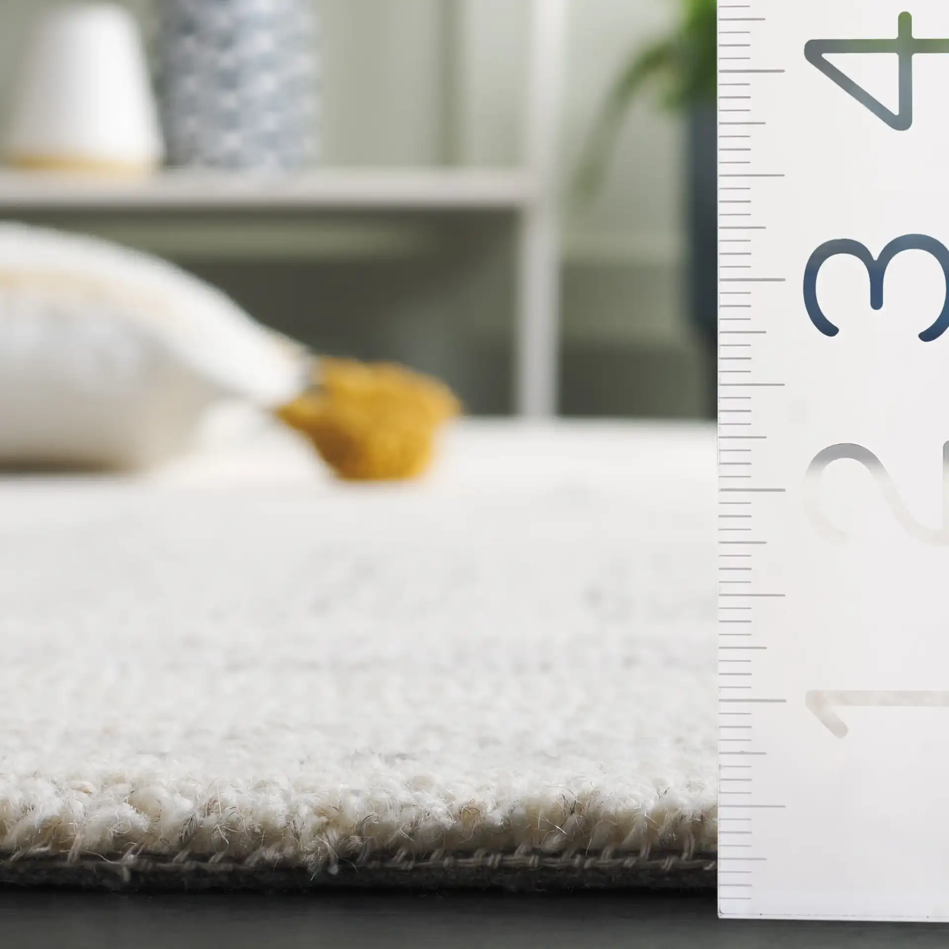 Pine Basketweave Hand-Tufted Wool Rug in Ivory / Gray in a styled room