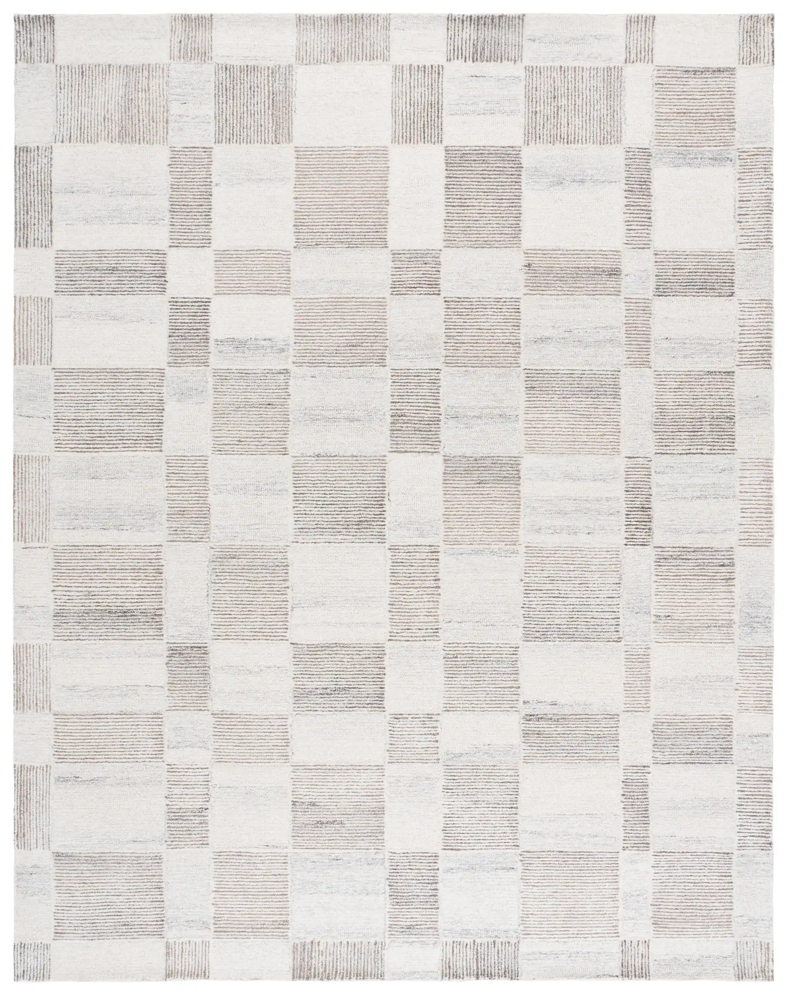 Pine Checkerboard Hand-Tufted Wool Rug in Beige / Brown