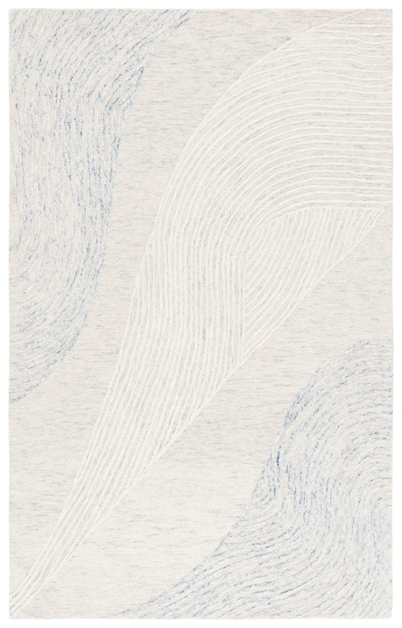 Pine Concentric Arc Hand-Tufted Wool Rug in Light Gray / Ivory