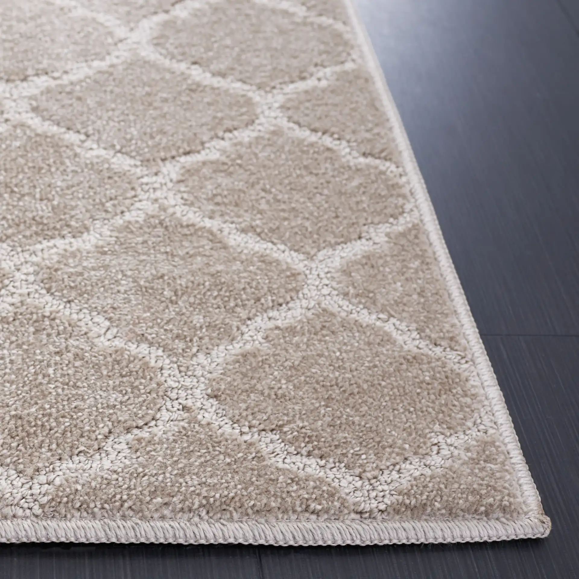 Pattern & Solid Pattern And Solid Trellis Rug in Beige in a styled room