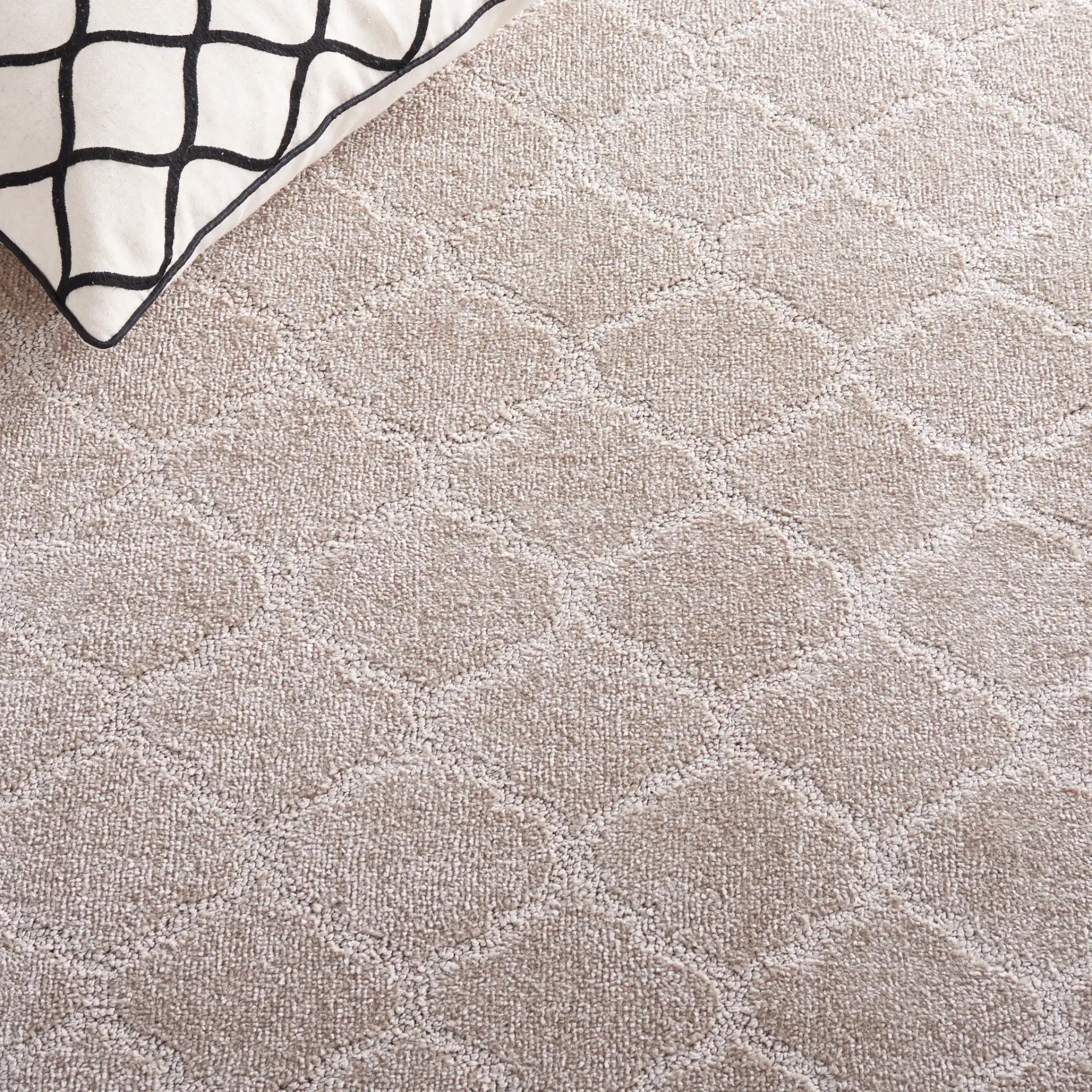Pattern & Solid Pattern And Solid Trellis Rug in Beige in a styled room