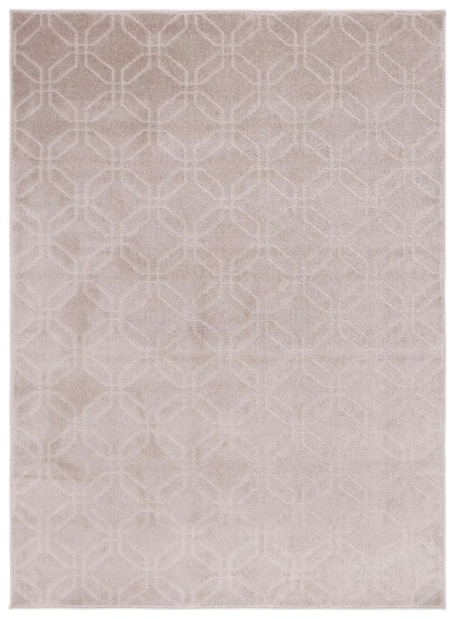 Pattern & Solid Pattern And Solid Interlocking Lattice Rug in Beige