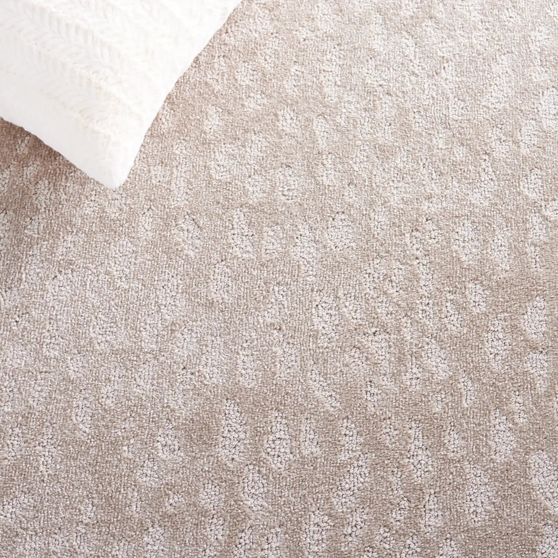 Pattern & Solid Pattern And Solid Spotted Rug in Beige in a styled room