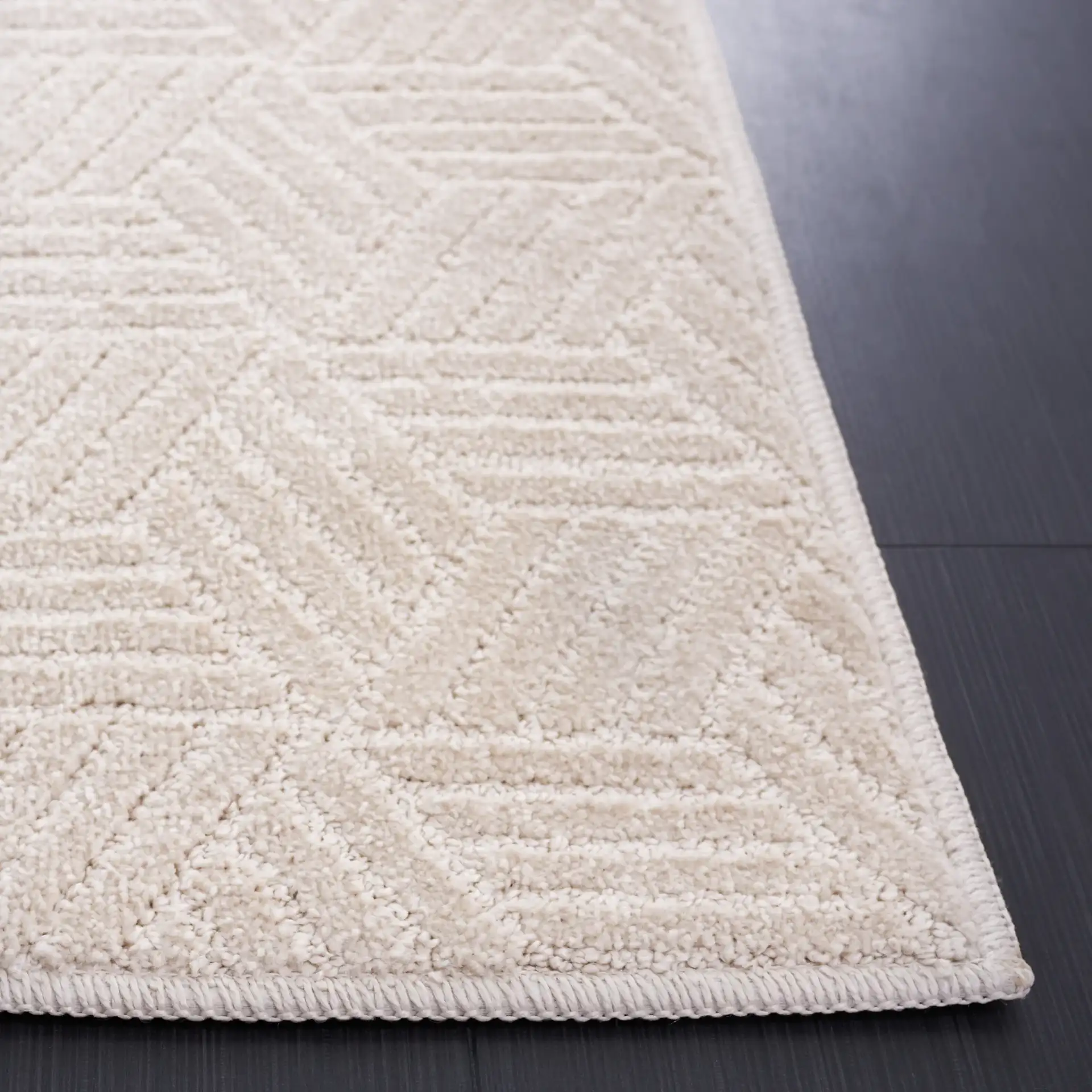 Pattern & Solid Pattern And Solid Geometric Block Rug in Ivory in a styled room