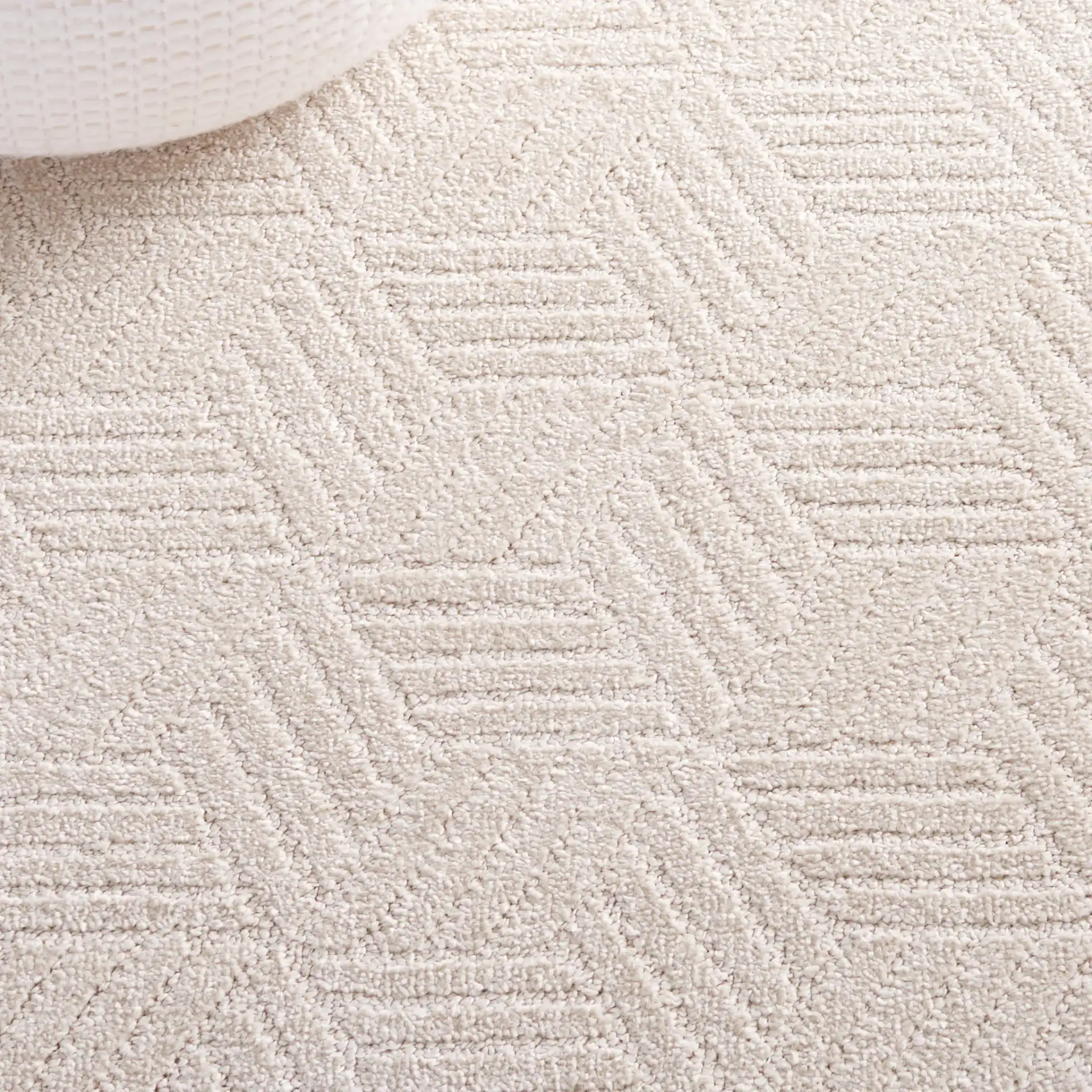Pattern & Solid Pattern And Solid Geometric Block Rug in Ivory in a styled room