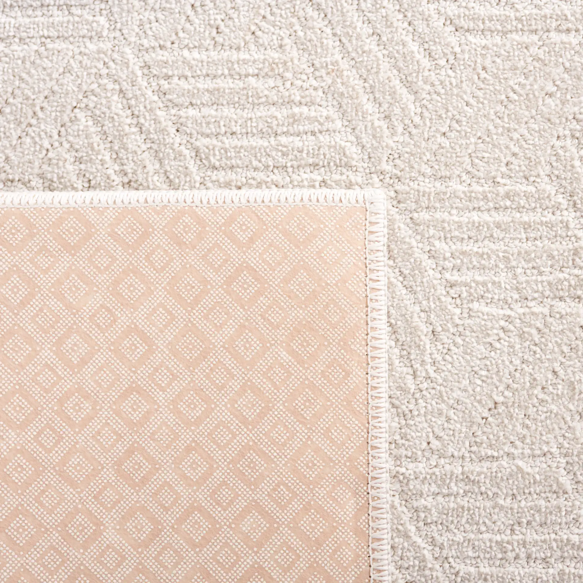 Pattern & Solid Pattern And Solid Geometric Block Rug in Ivory in a styled room