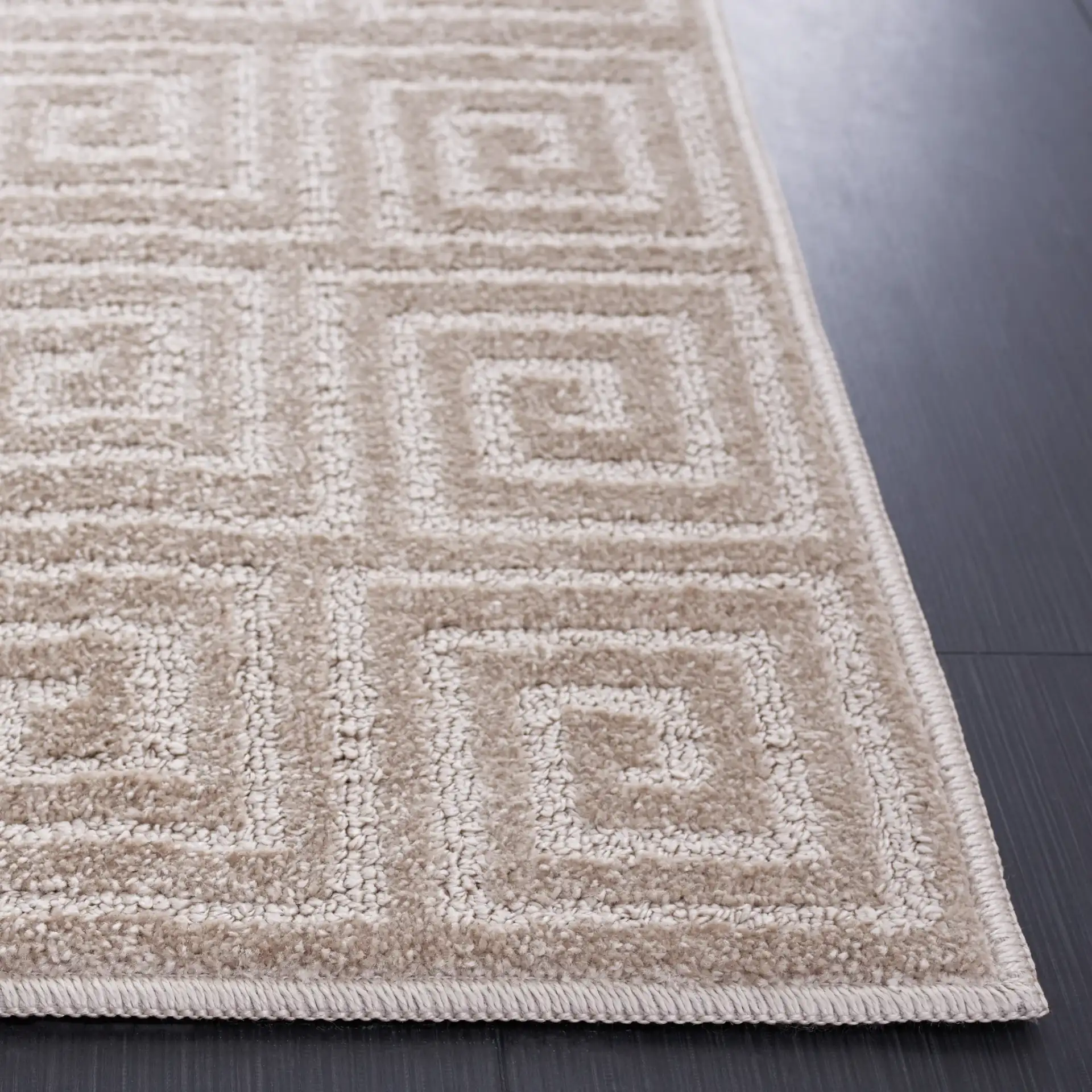 Pattern & Solid Pattern And Solid Greek Key Grid Rug in Beige