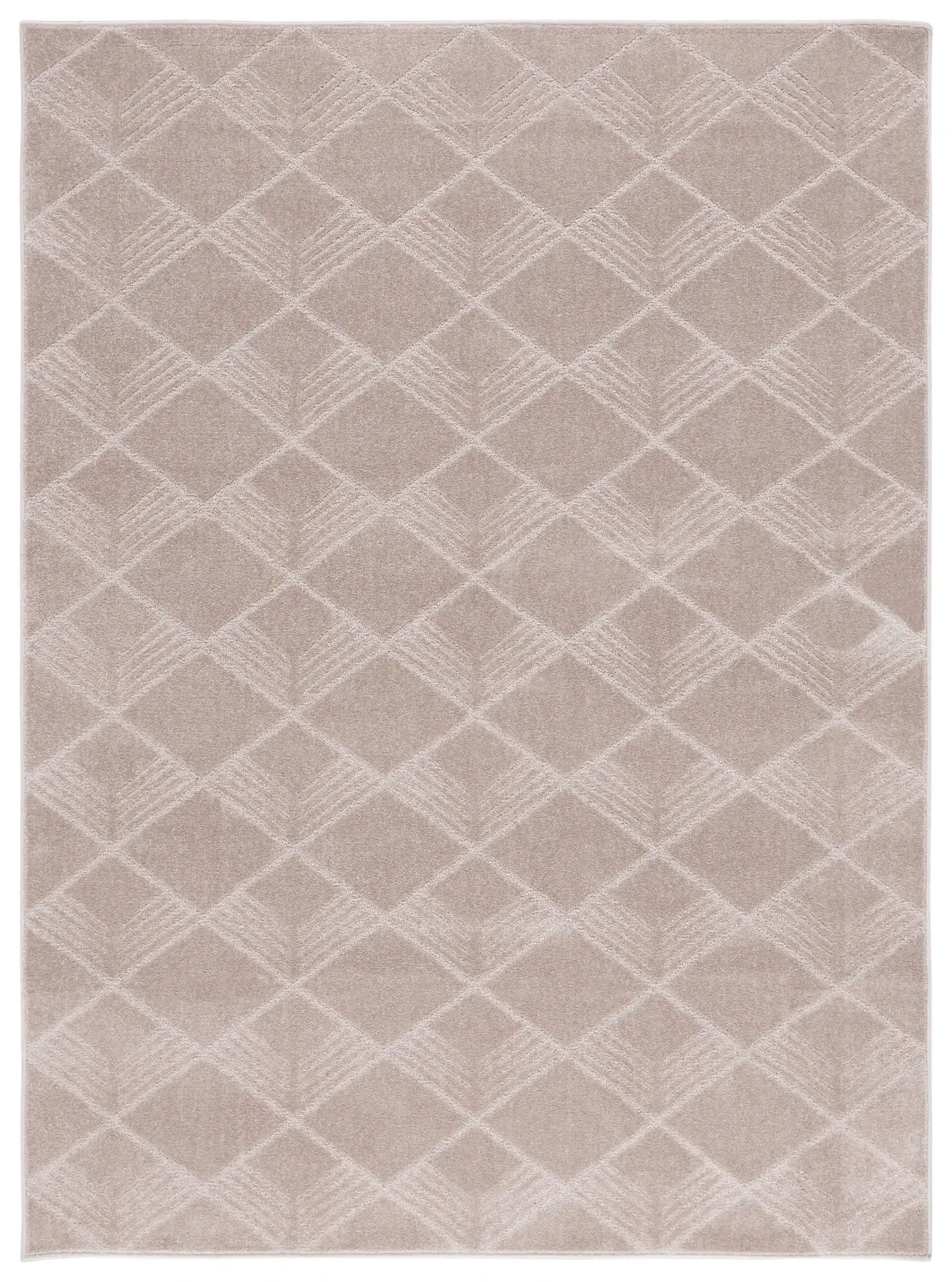 Pattern & Solid Pattern And Solid Diamond Grid Rug in Beige