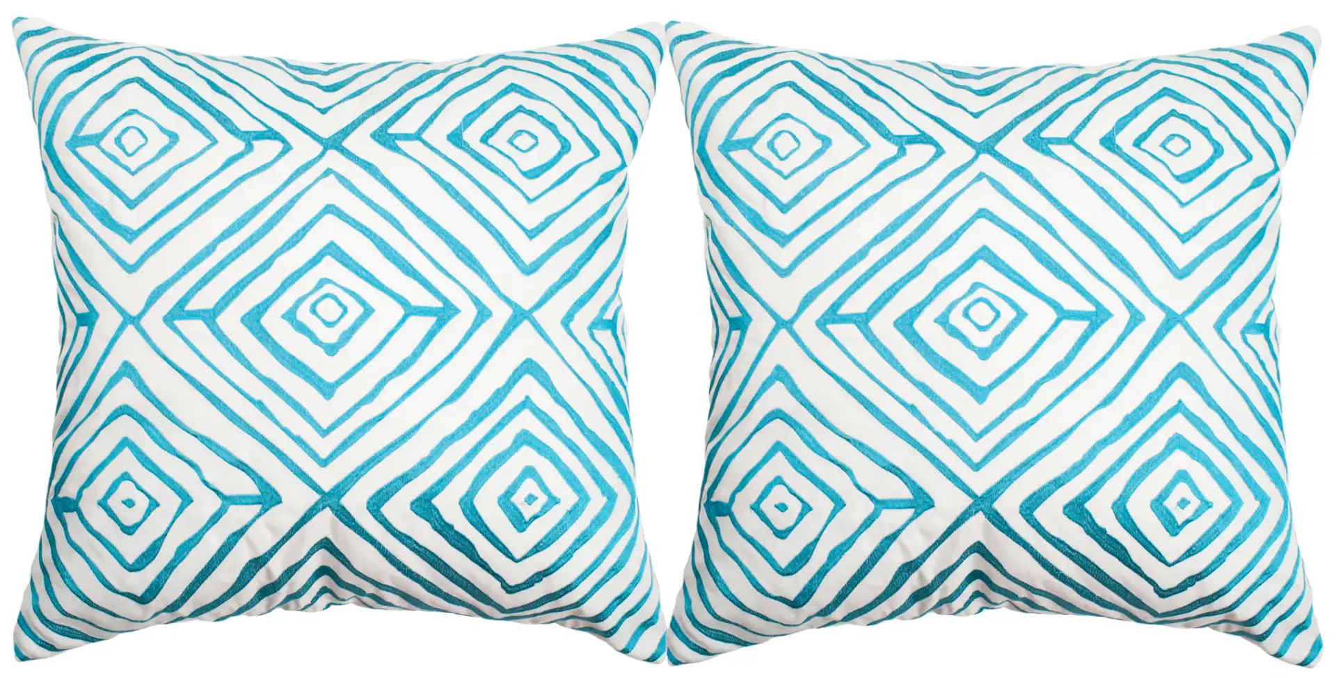 Diamonds Five Outdoor Pillow (Set Of 2) in Light Blue / Cream, detail view