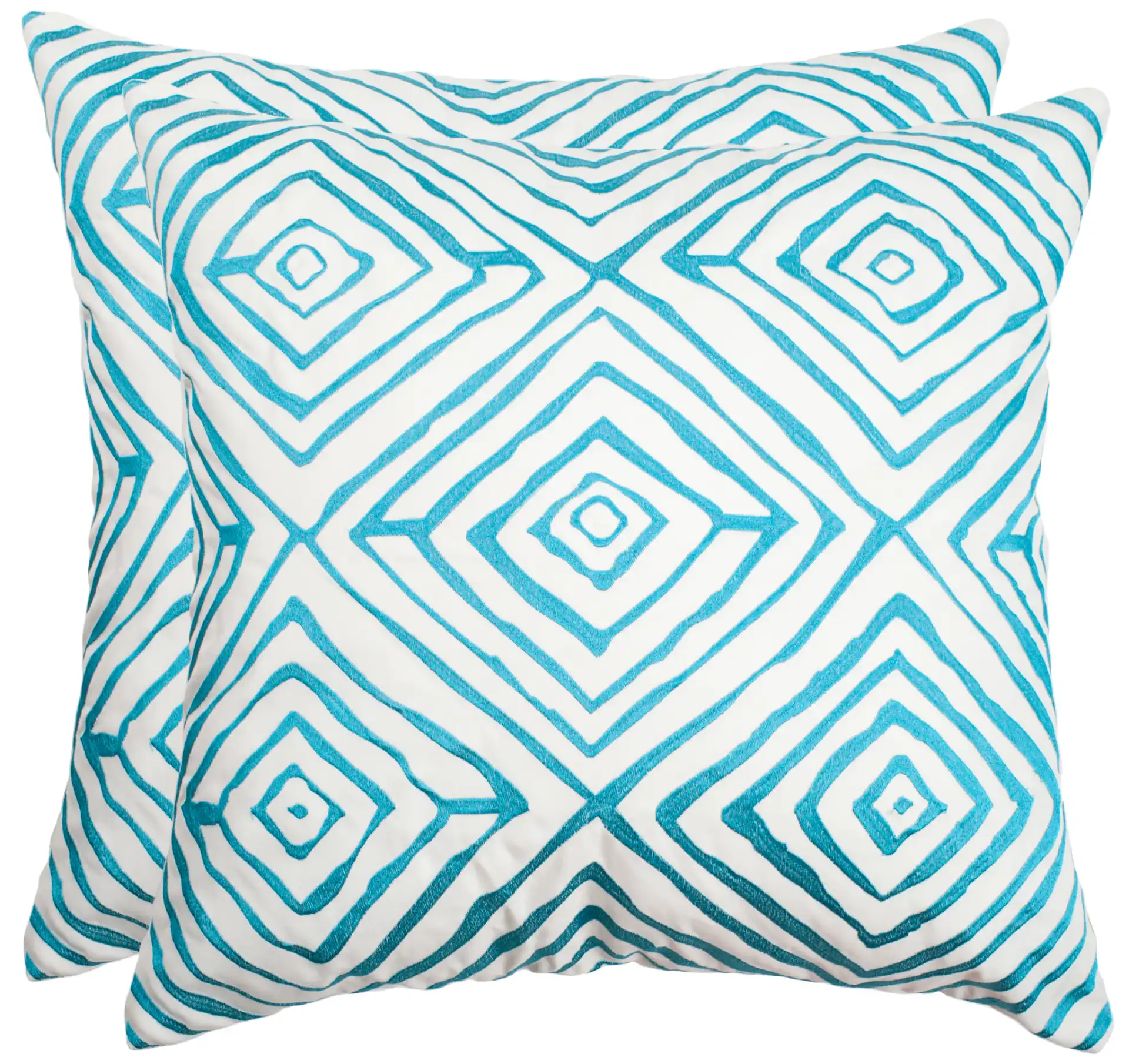 Diamonds Five Outdoor Pillow (Set Of 2) in Light Blue / Cream