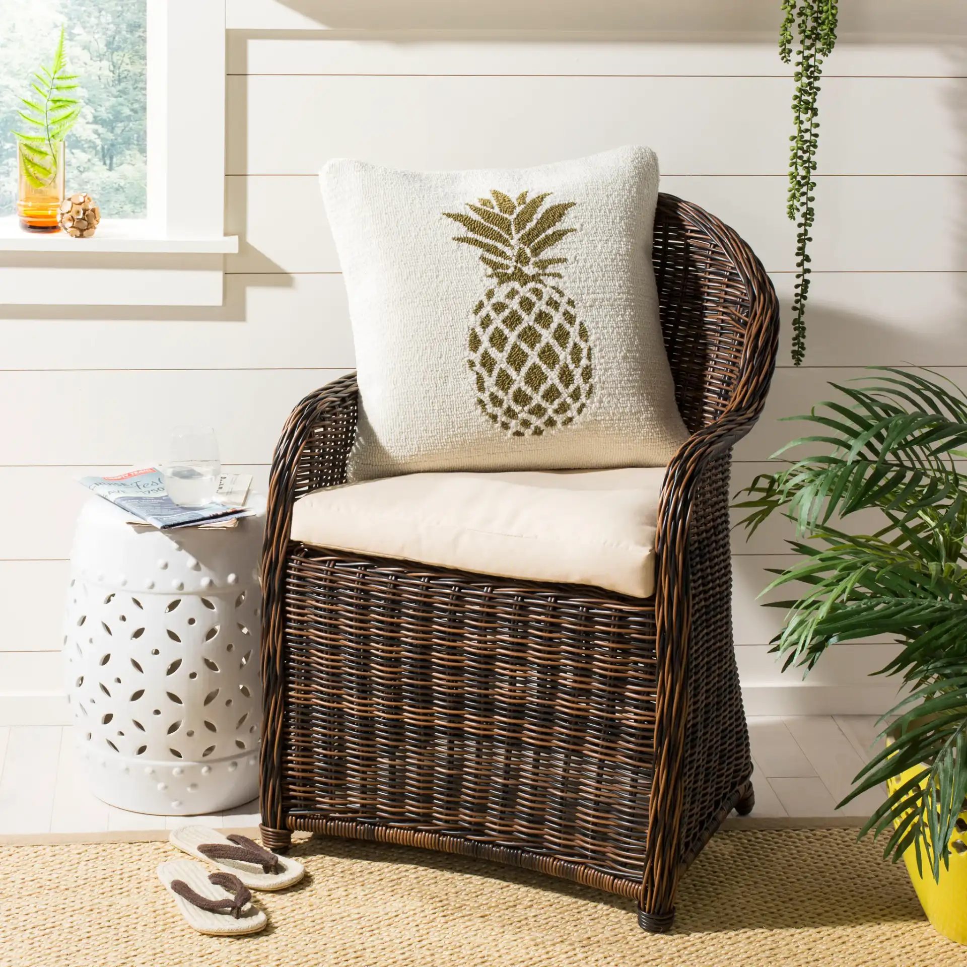 Pure Pineapple Pillow in Gold / White in a styled room