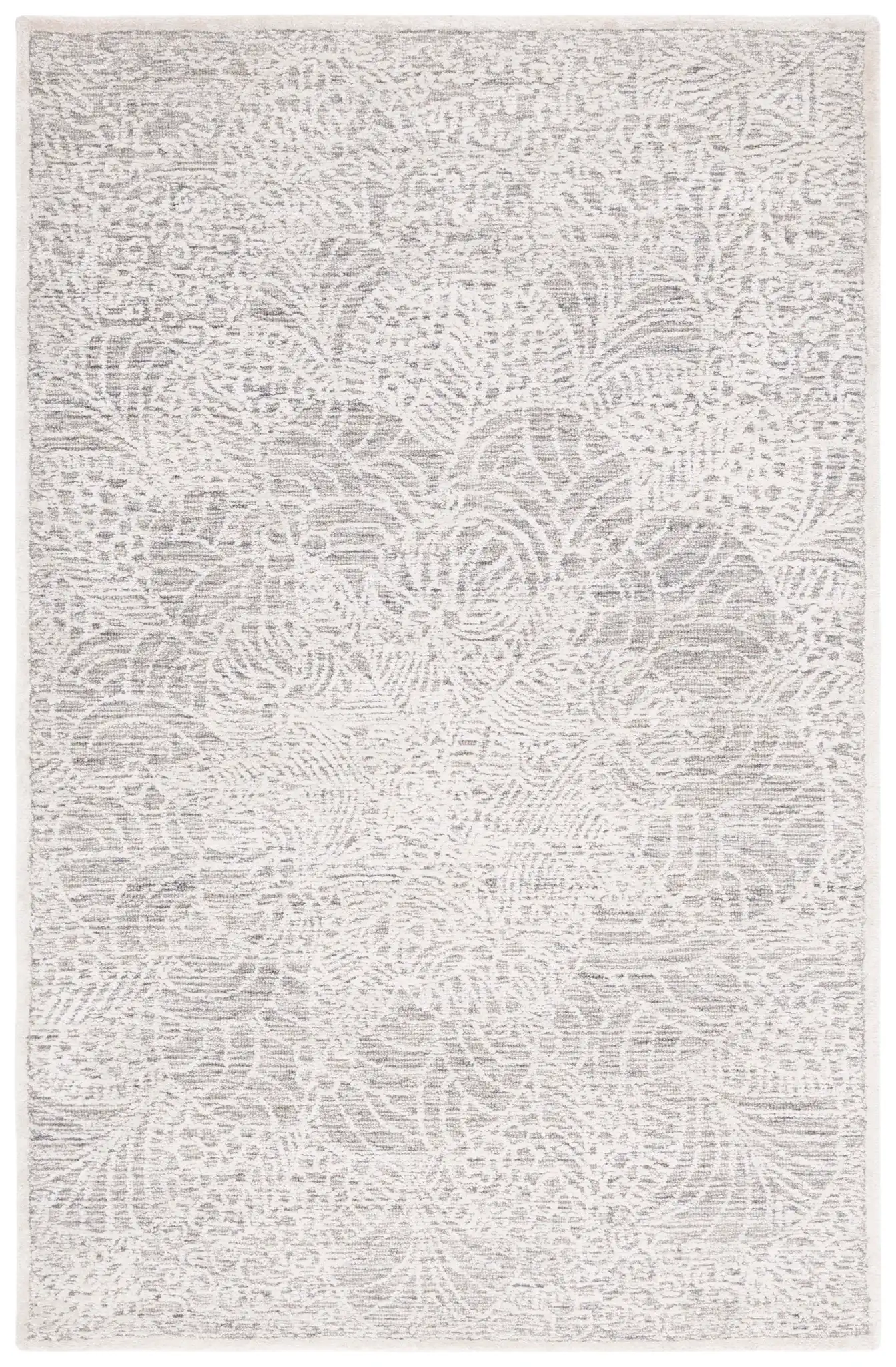 Precious Botanical Vine Hand-Tufted Rug in Gray / Ivory