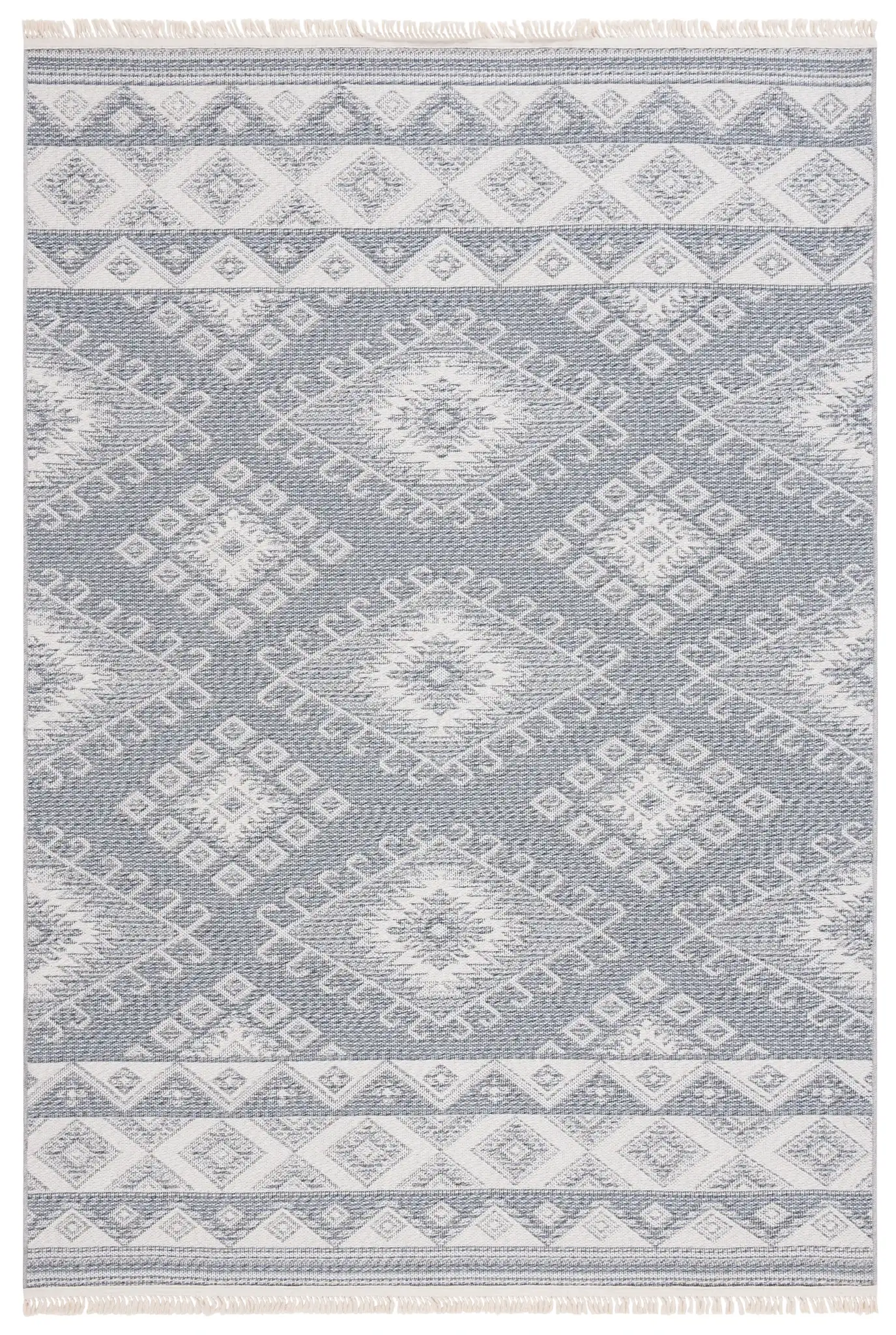 Prairie Banded Diamond Rug in Blue / Gray