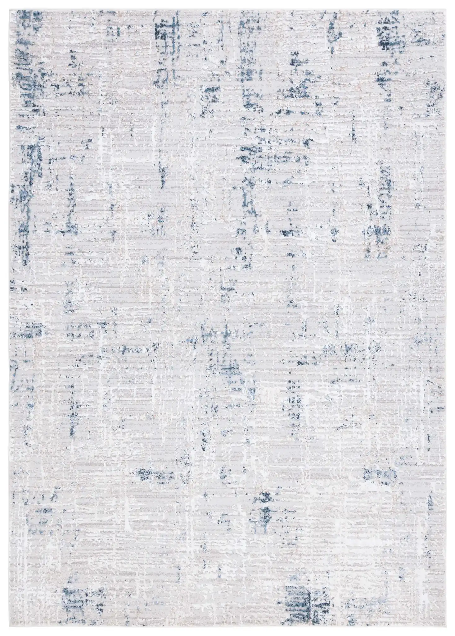 Parker Distressed Grid Rug in Taupe / Gray Blue