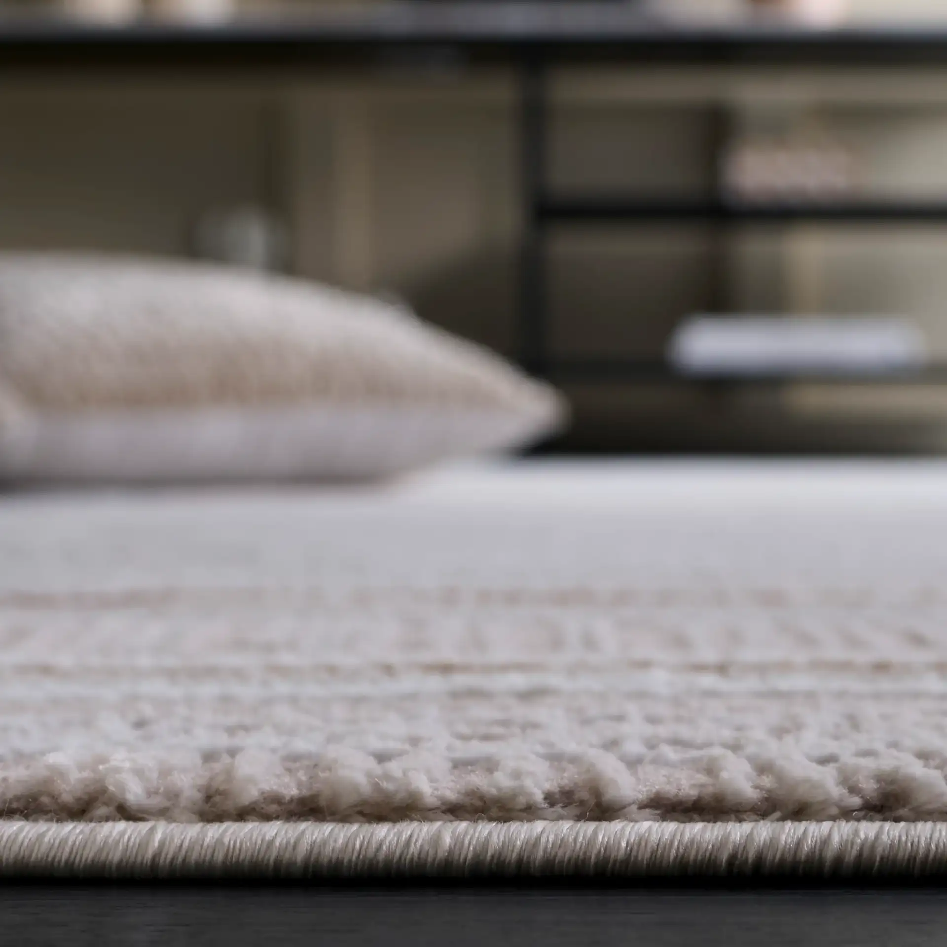 Parker Multi-Border Rug in Taupe / Gray Gold in a styled room