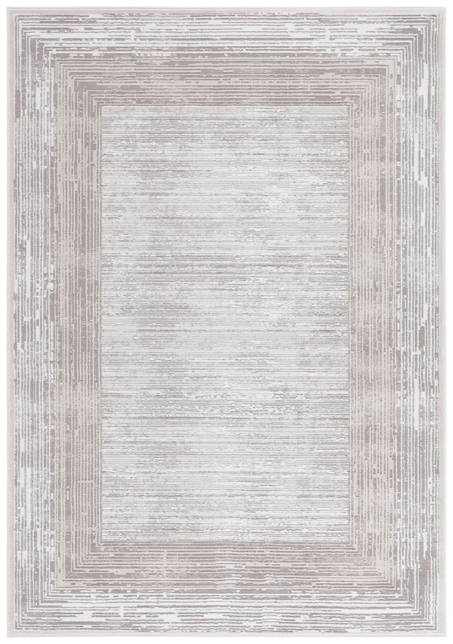Parker Concentric Border Rug in Taupe / Gray Ivory
