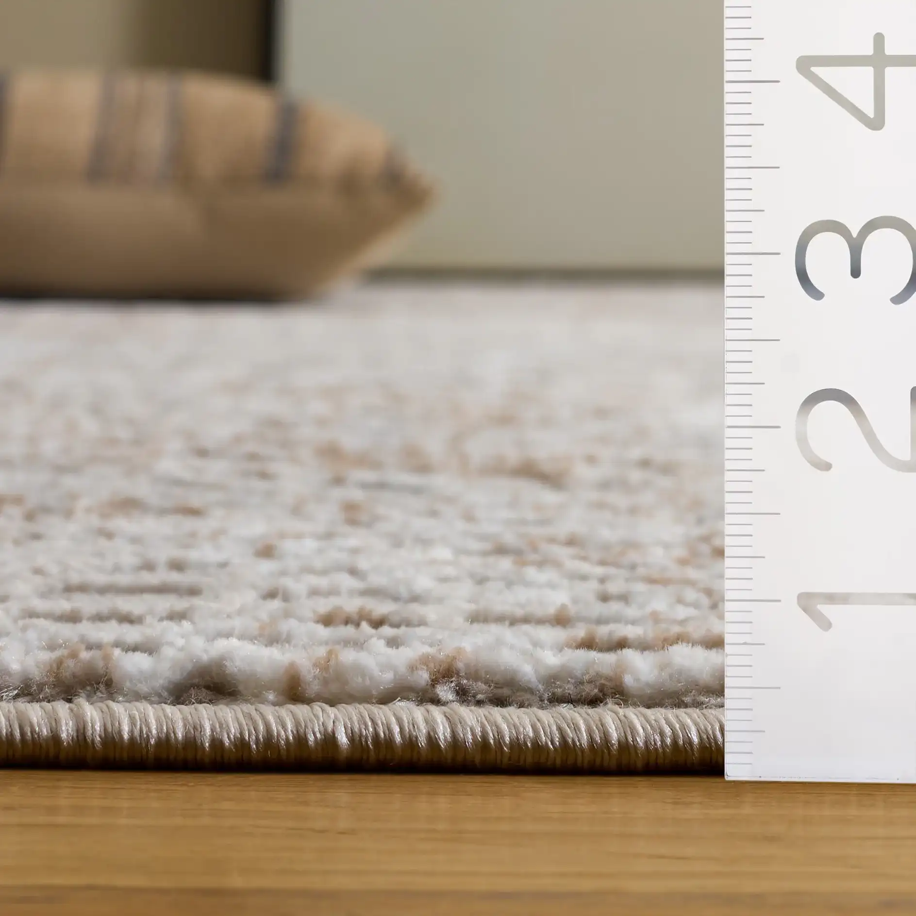 Parker Distressed Diamond Trellis Rug in Taupe / Gray Ivory in a styled room