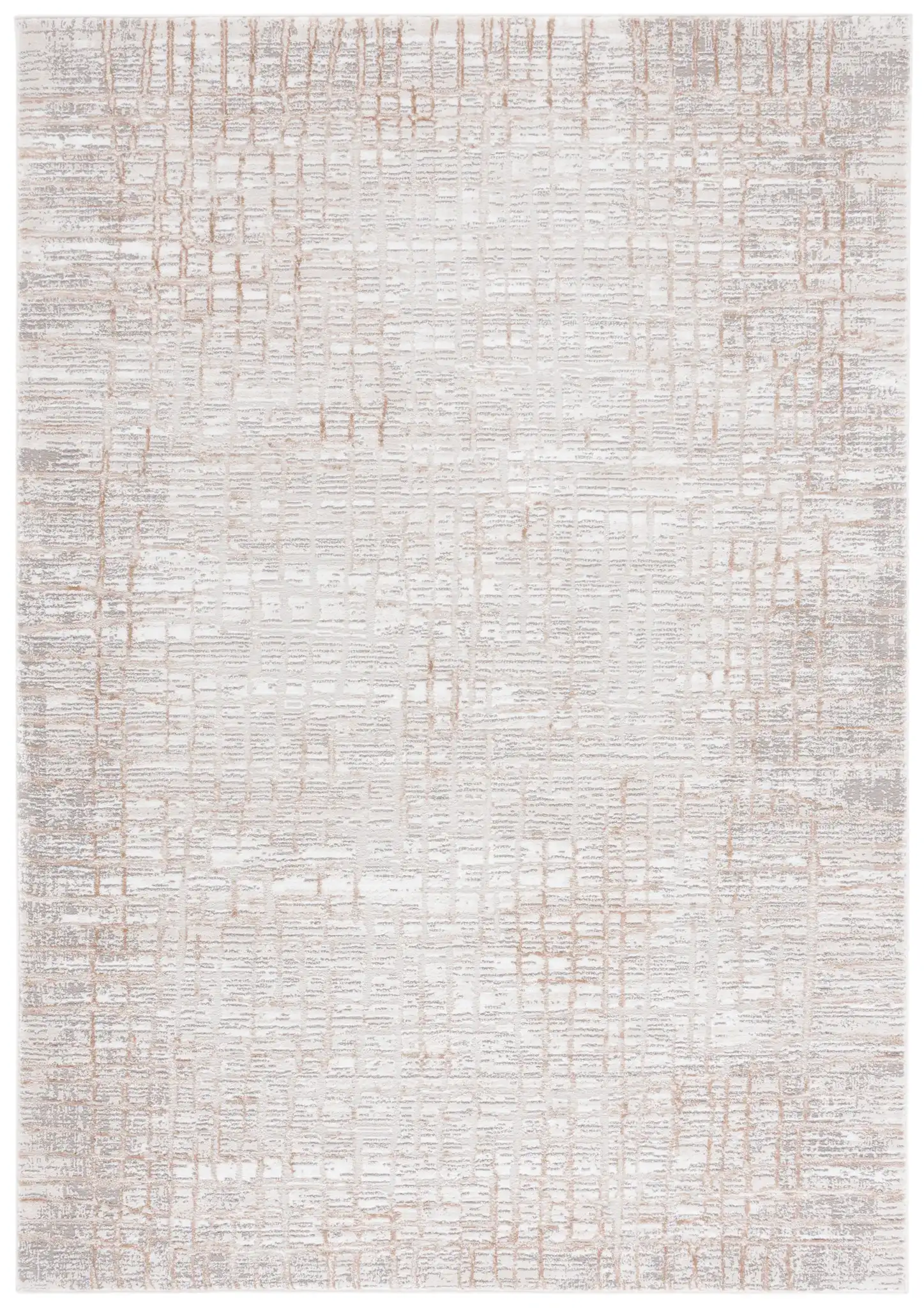 Parker Grid Border Rug in Taupe / Beige Gold