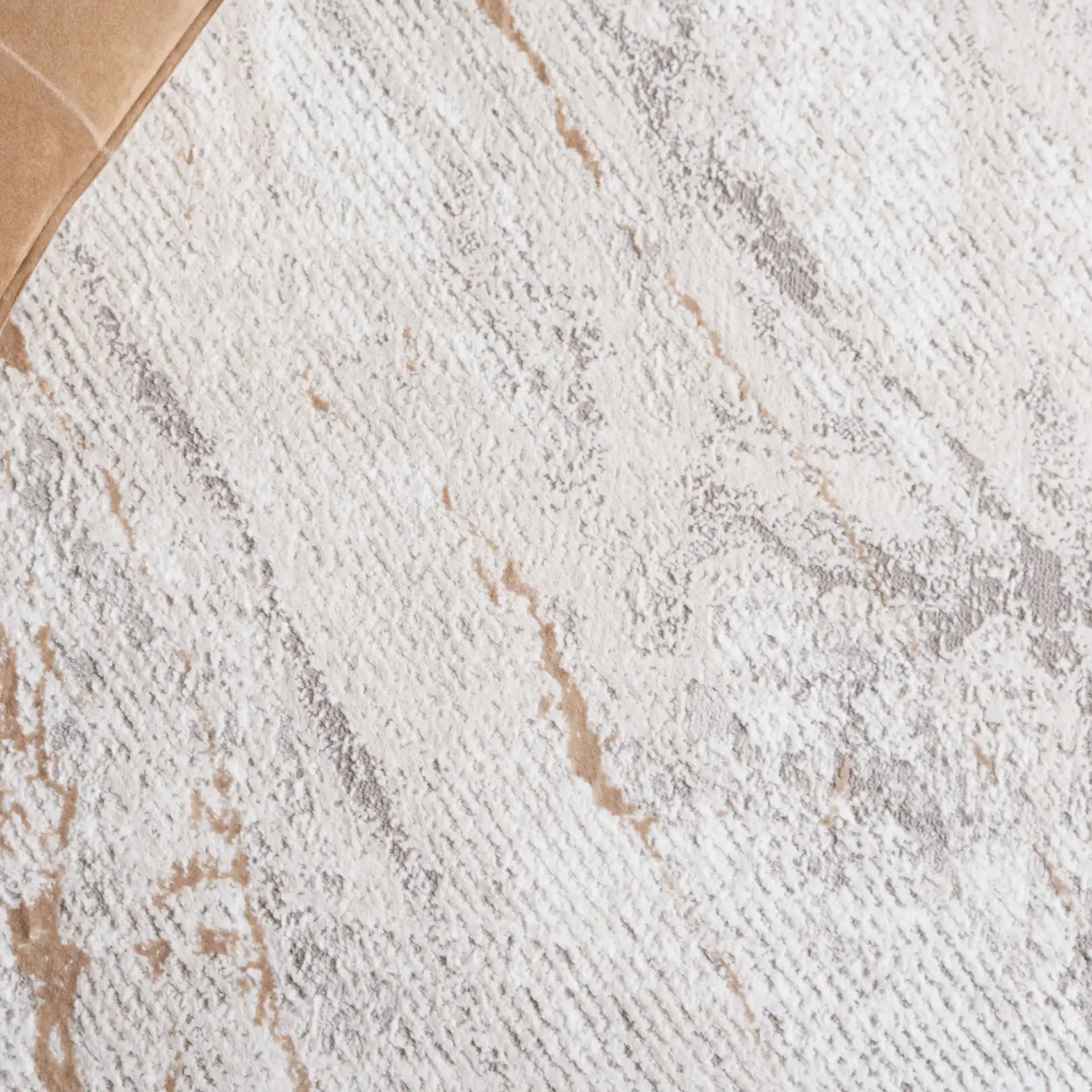 Parker Marble Rug in Taupe / Gray Gold in a styled room