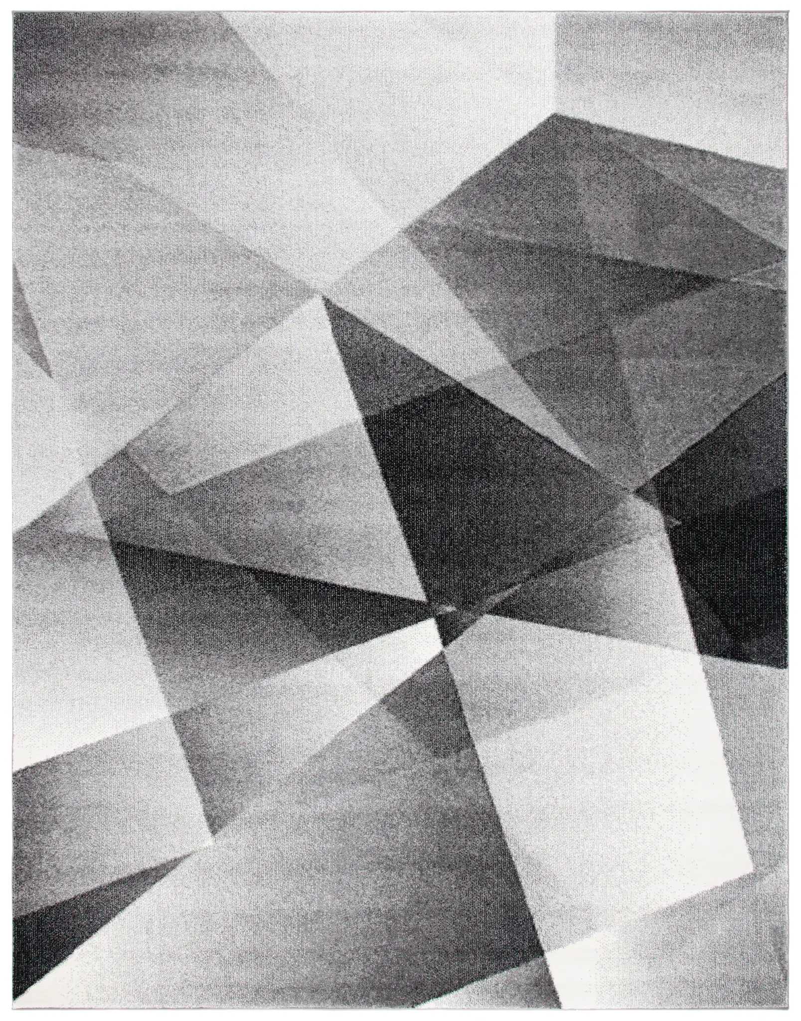 Porcello Faceted Geometric Rug in Light Gray / Charcoal
