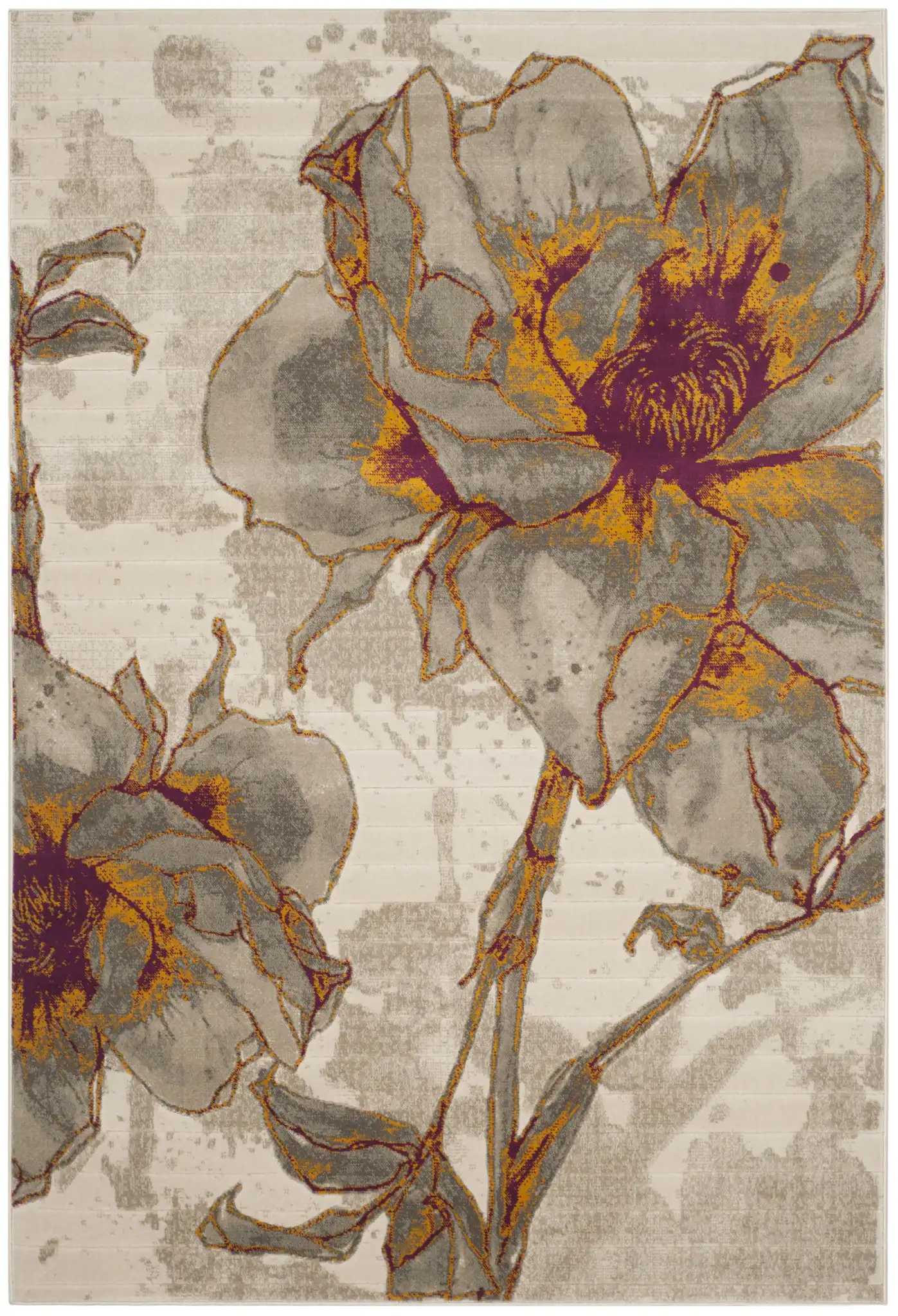 Porcello Oversized Bloom Rug in Ivory / Gray