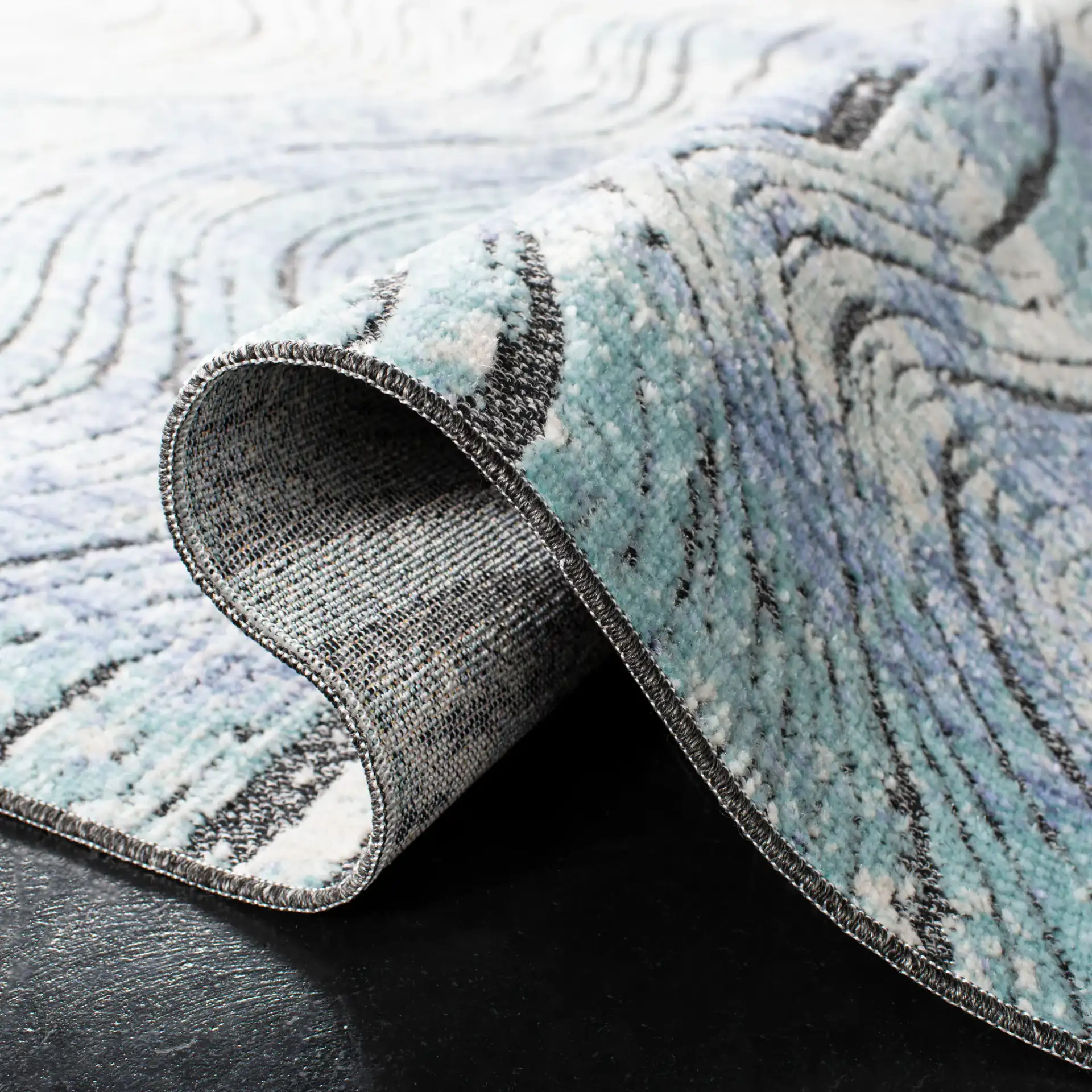 Provance Ripple Rug in Cream / Aqua in a styled room