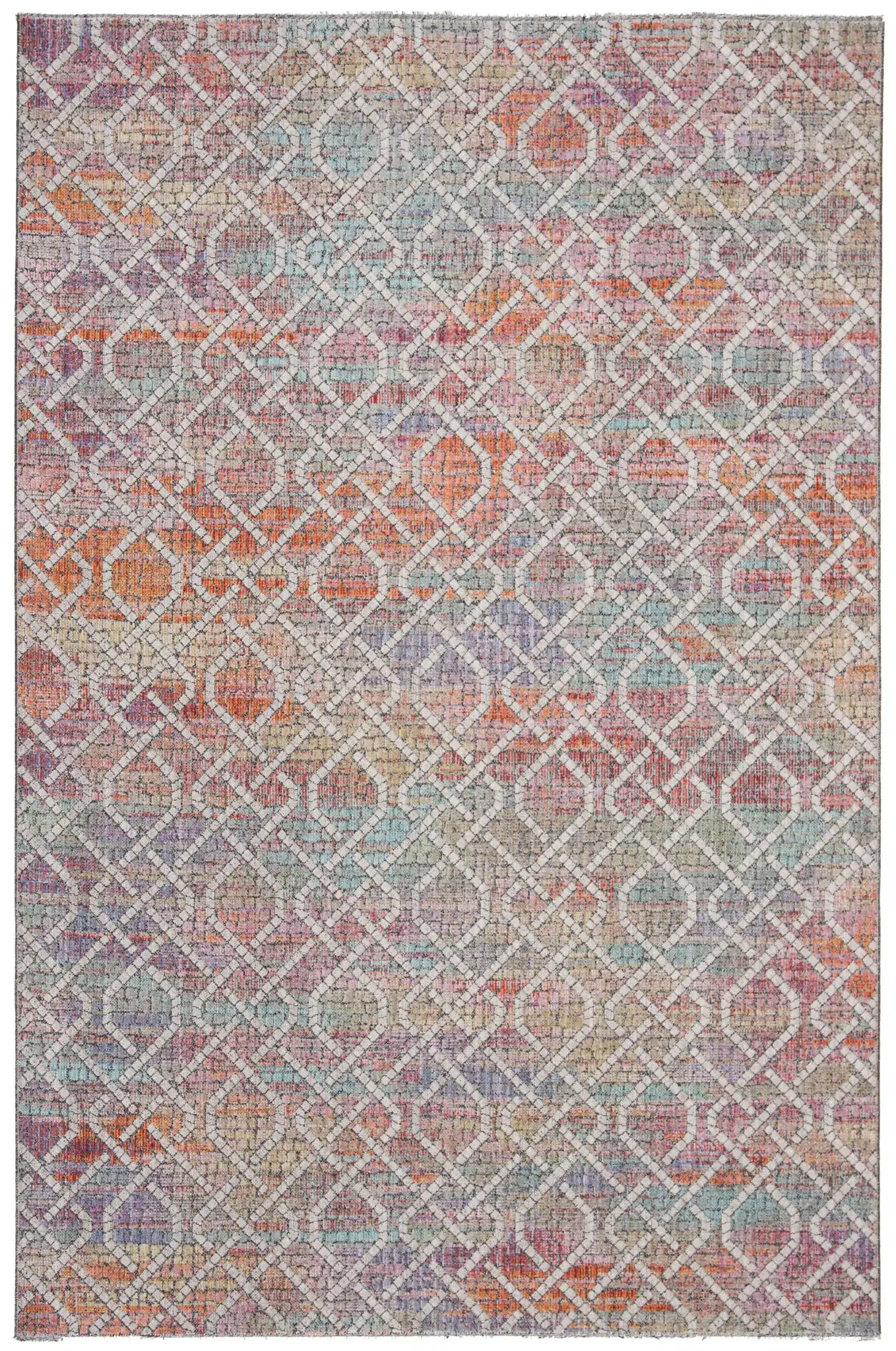 Provance Interlocking Trellis Rug in Cream / Orange