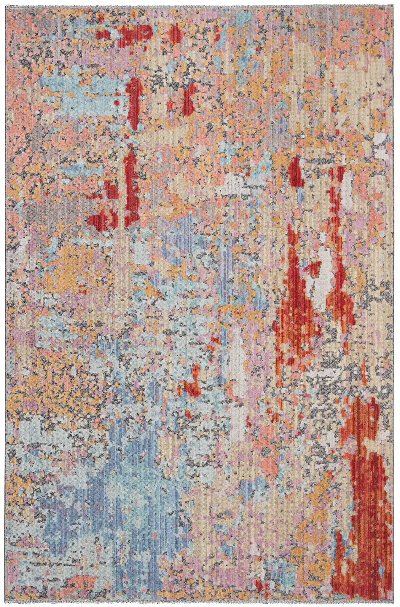 Provance Distressed Abstract Rug in Yellow / Red