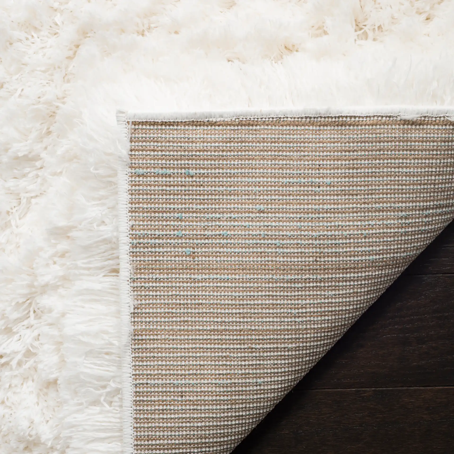 Polar Solid Shag Rug in White