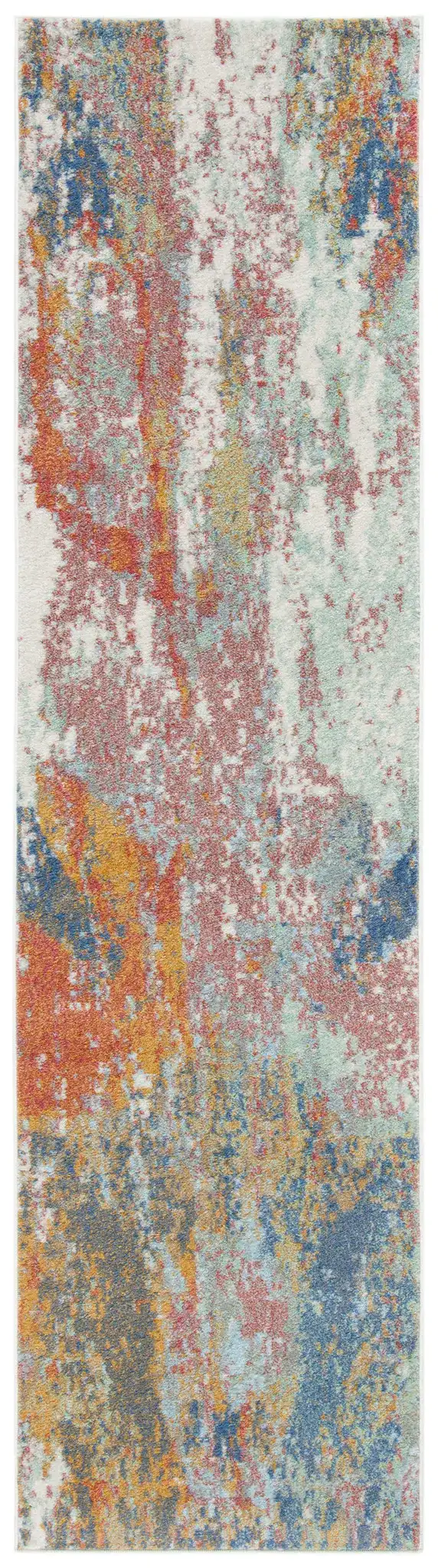 Prism Abstract Painterly Rug in Cream / Blue, detail view