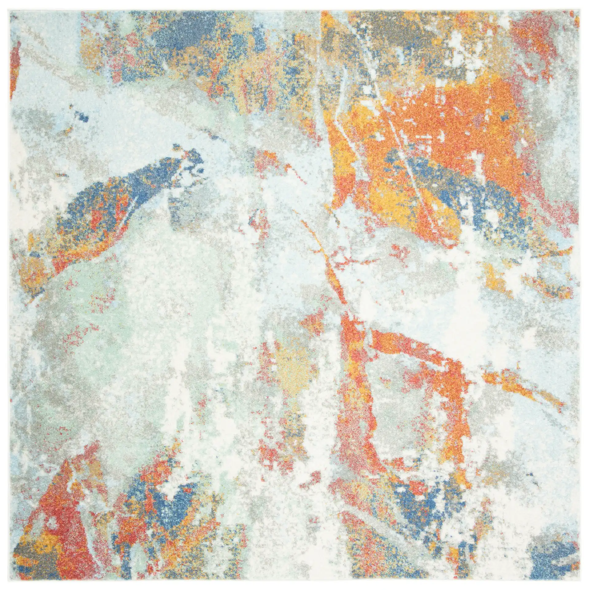 Prism Abstract Painterly Rug in Cream / Blue