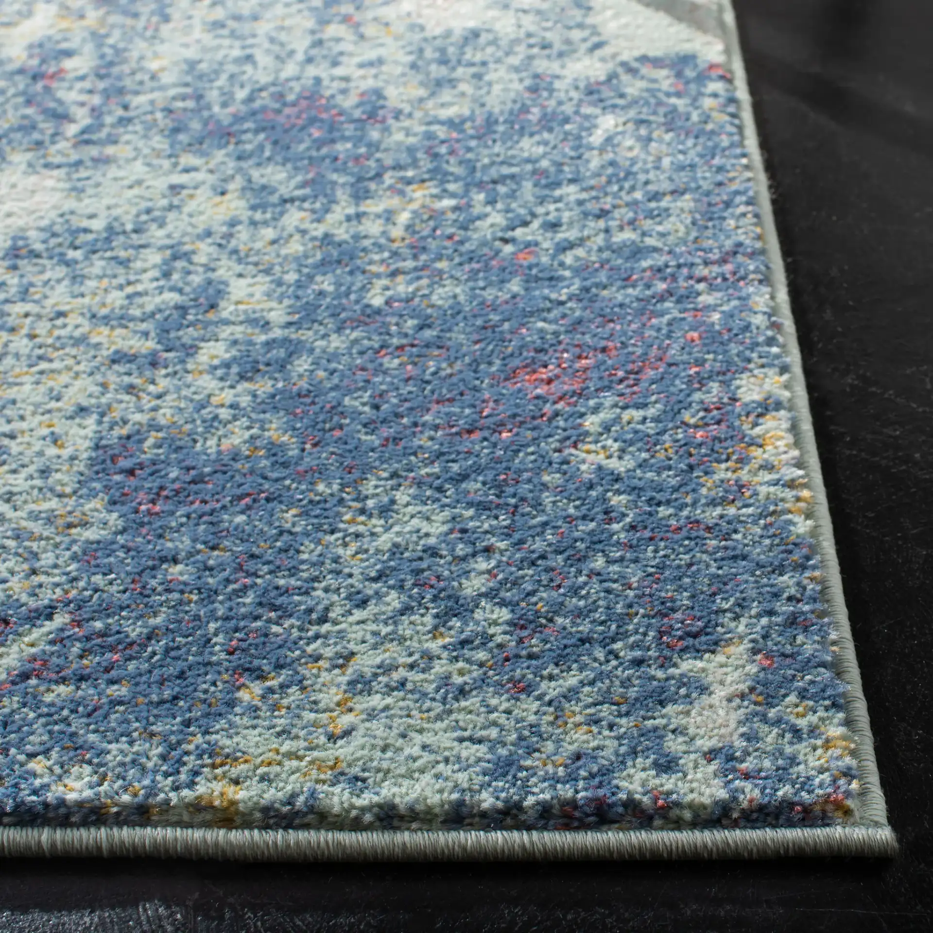 Prism Abstract Rug in Cream / Aqua in a styled room