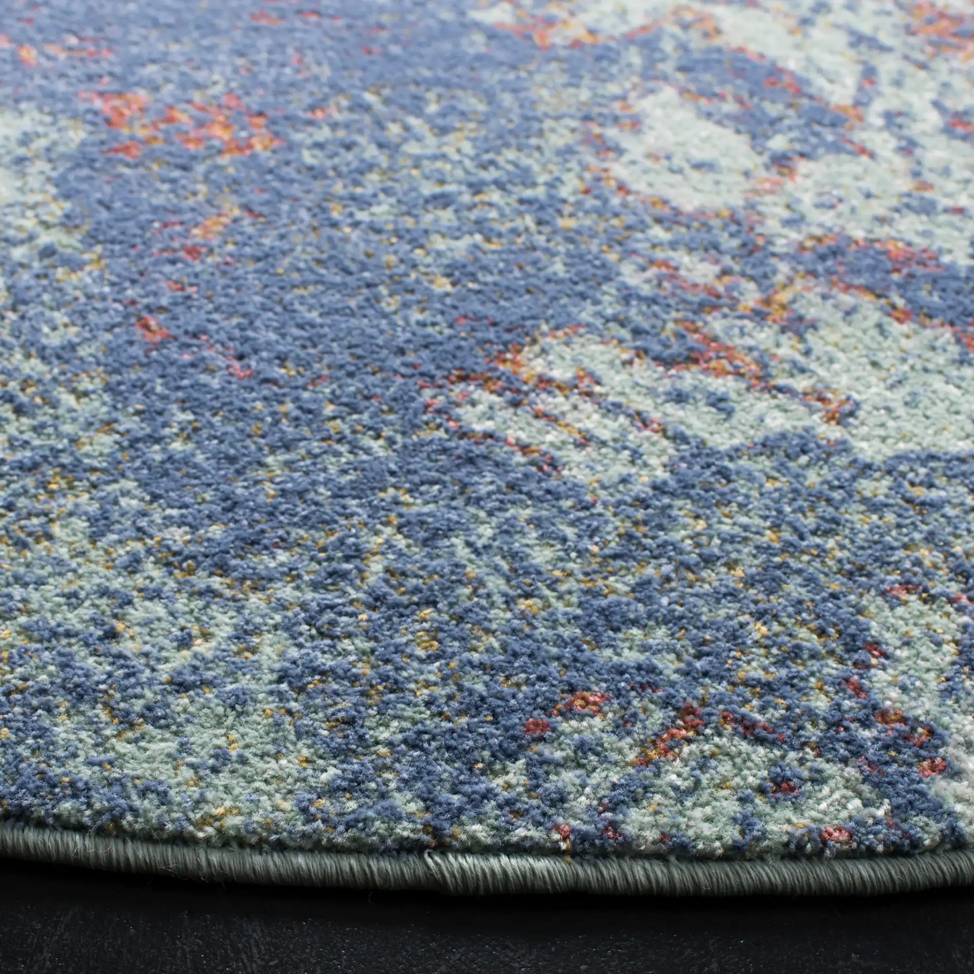 Prism Abstract Rug in Cream / Aqua in a styled room
