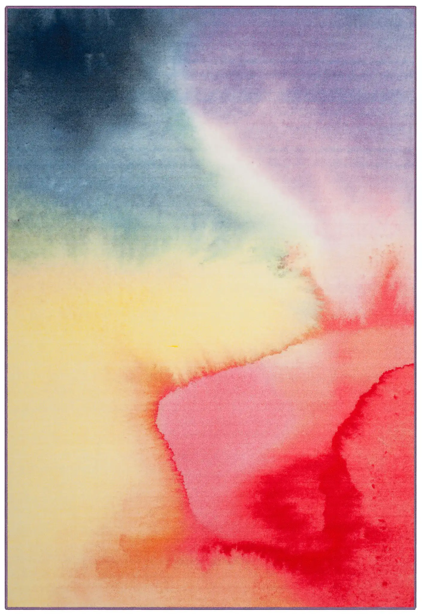Paint Brush Watercolor Ombre Washable Rug in Fuchsia / Yellow