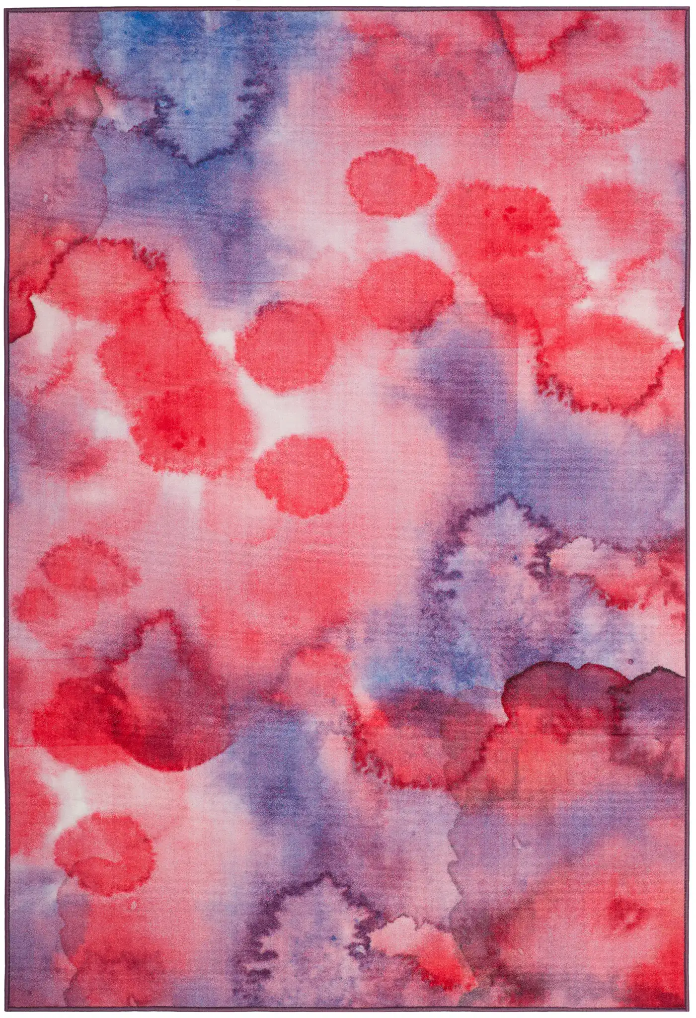 Paint Brush Abstract Washable Rug in Fuchsia / Lavender