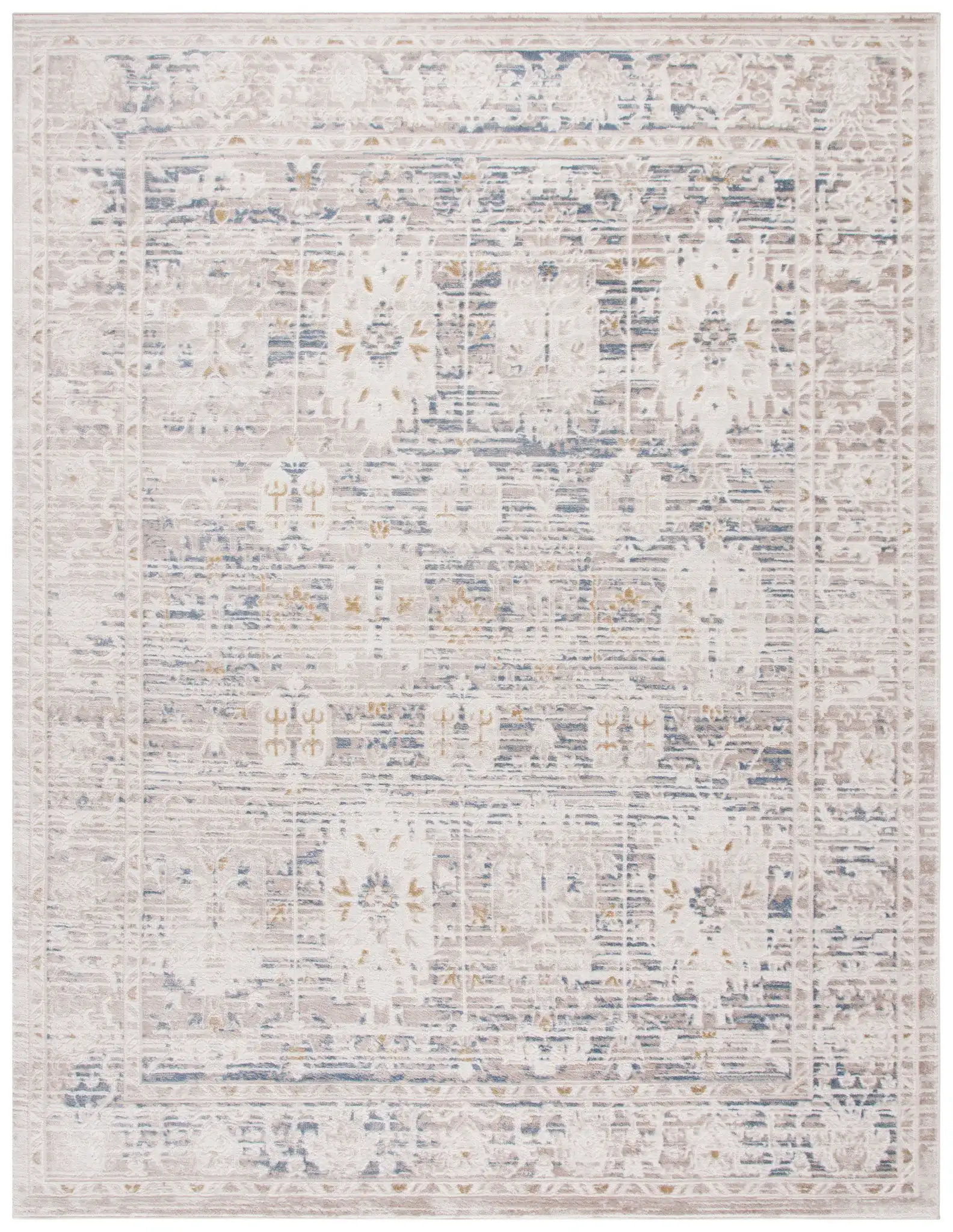 Prestige Distressed Panel Rug in Beige / Blue